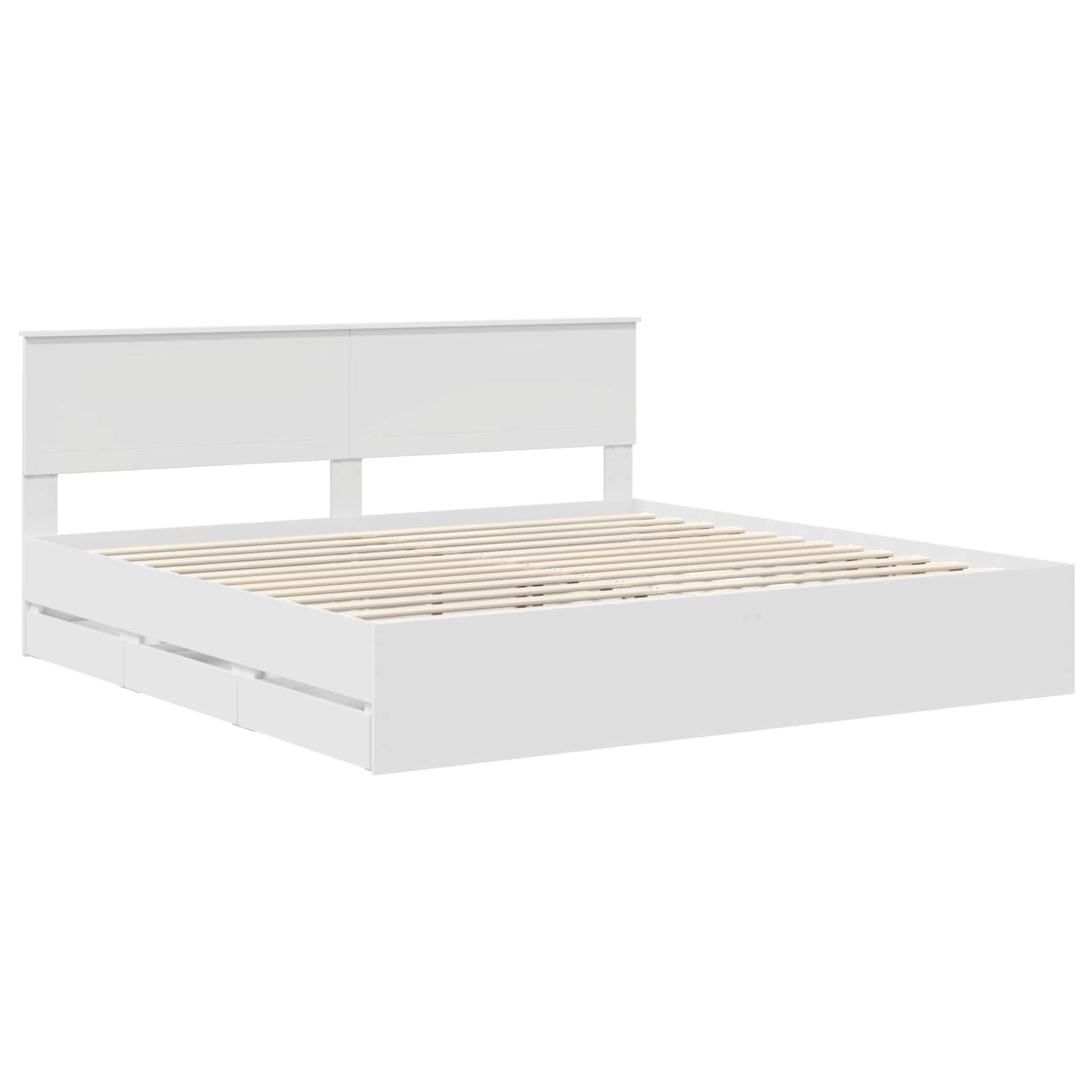 Cadre de lit avec tiroir Blanc 200 x 200 cm Bois Ingénierie - XIOS