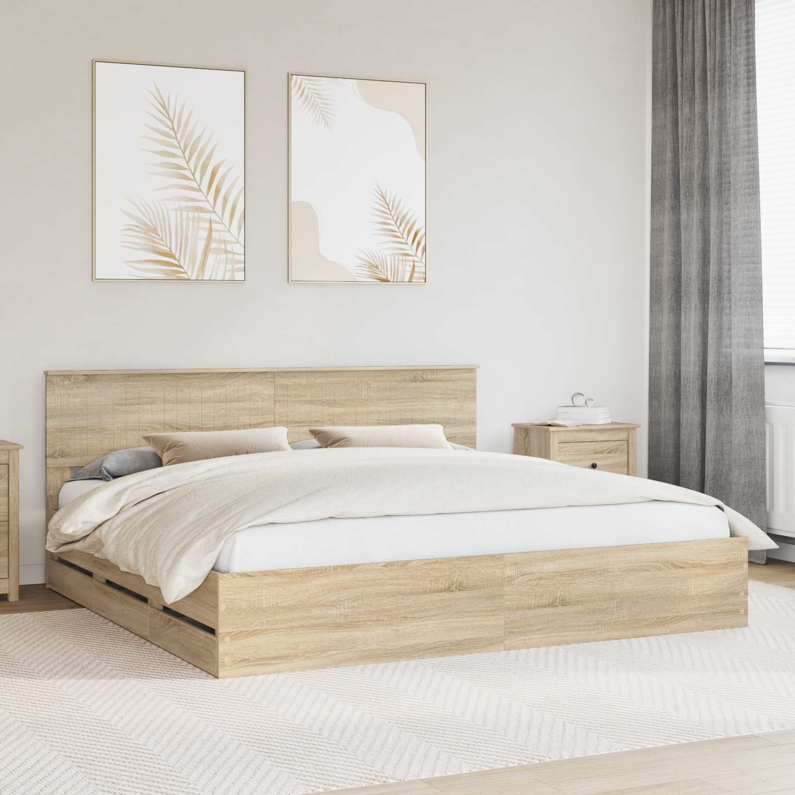 Cadre de lit Chêne Sonoma 200 x 200 cm Bois Ingénierie - XIOS