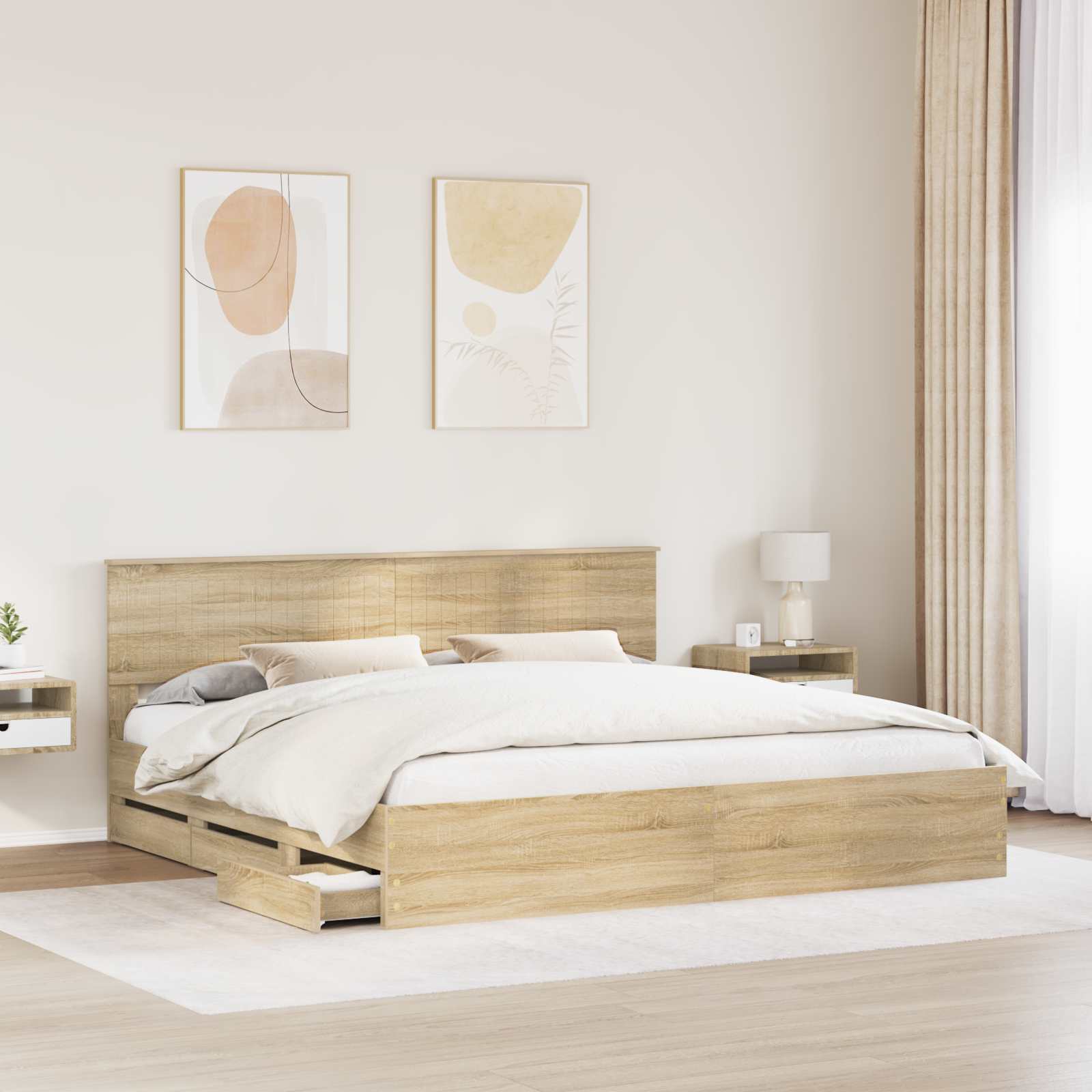 Cadre de lit Chêne Sonoma 200 x 200 cm Bois Ingénierie - XIOS