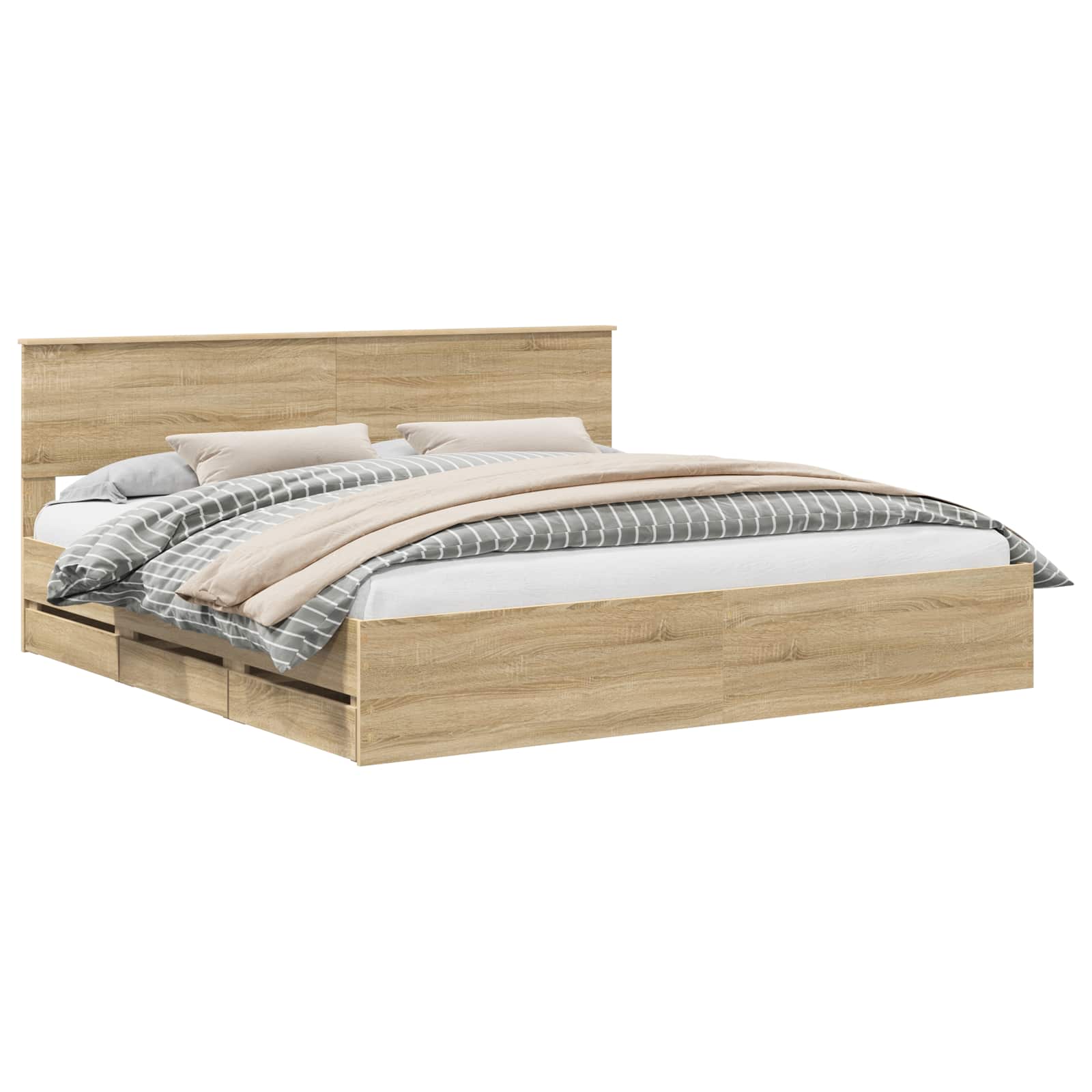 Cadre de lit Chêne Sonoma 200 x 200 cm Bois Ingénierie - XIOS