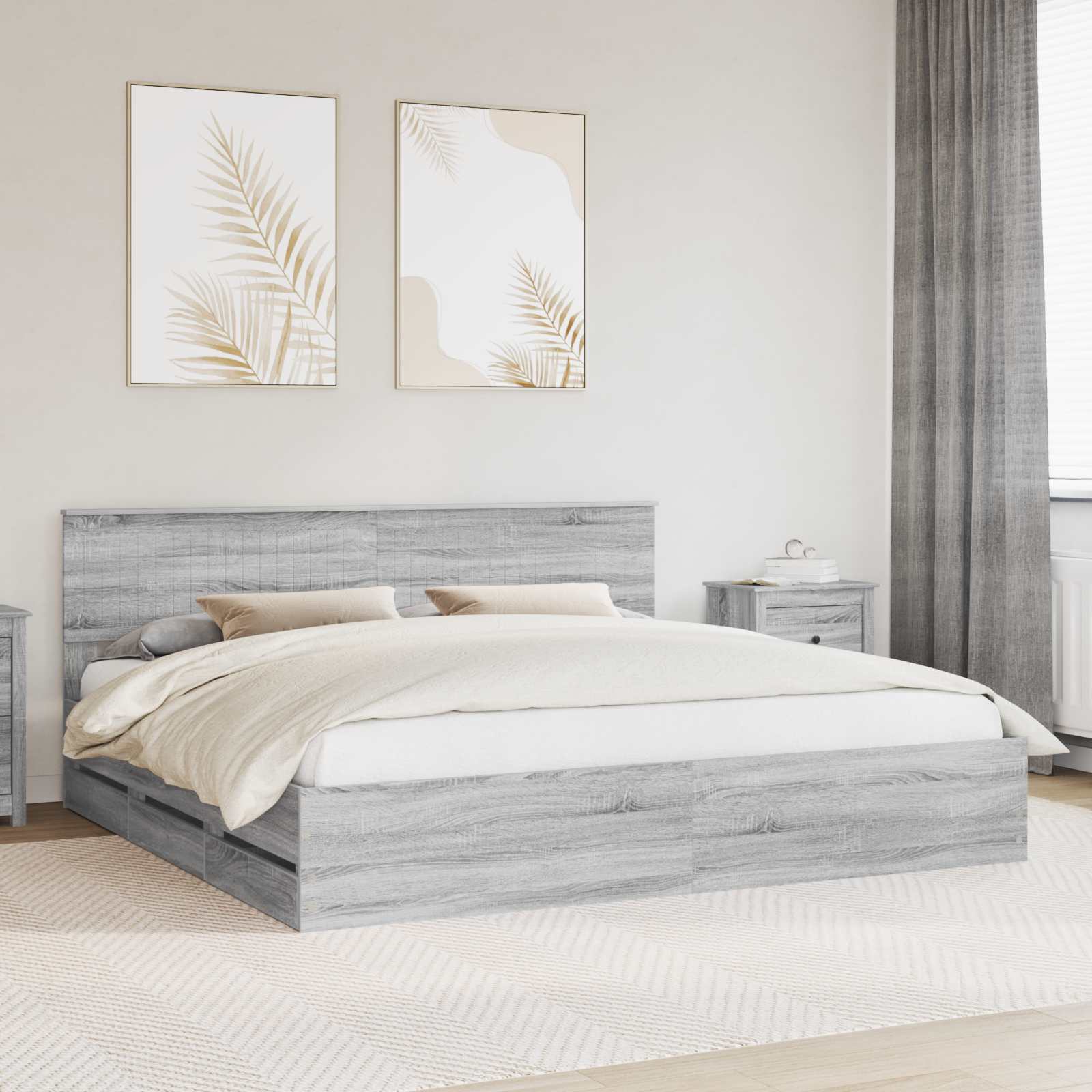 Cadre de lit Gris Sonoma 200 x 200 cm Bois Ingénierie - XIOS