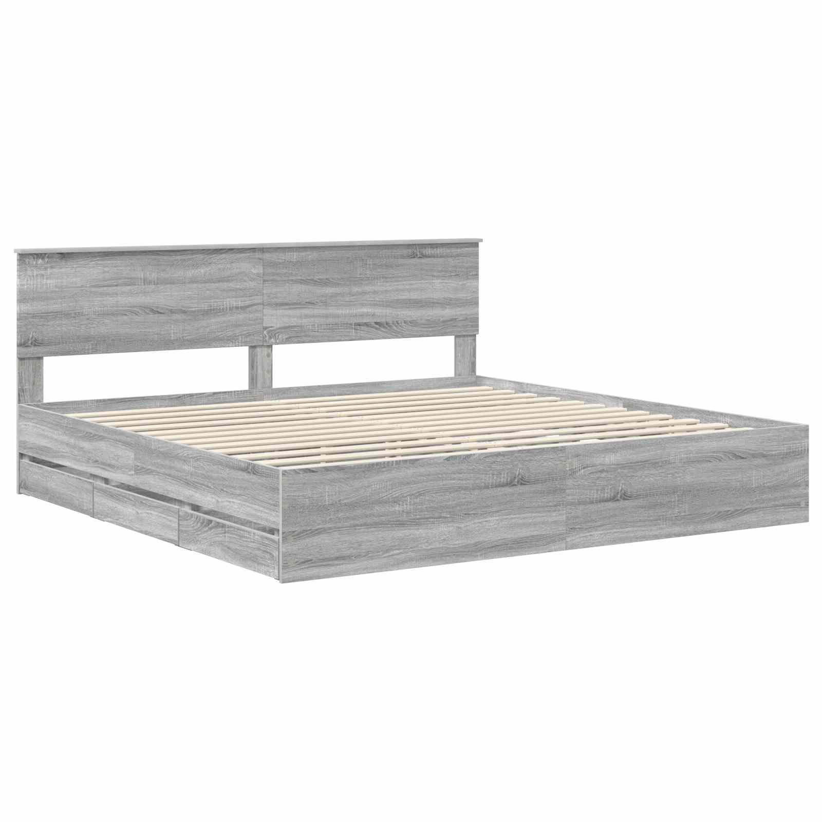 Cadre de lit Gris Sonoma 200 x 200 cm Bois Ingénierie - XIOS
