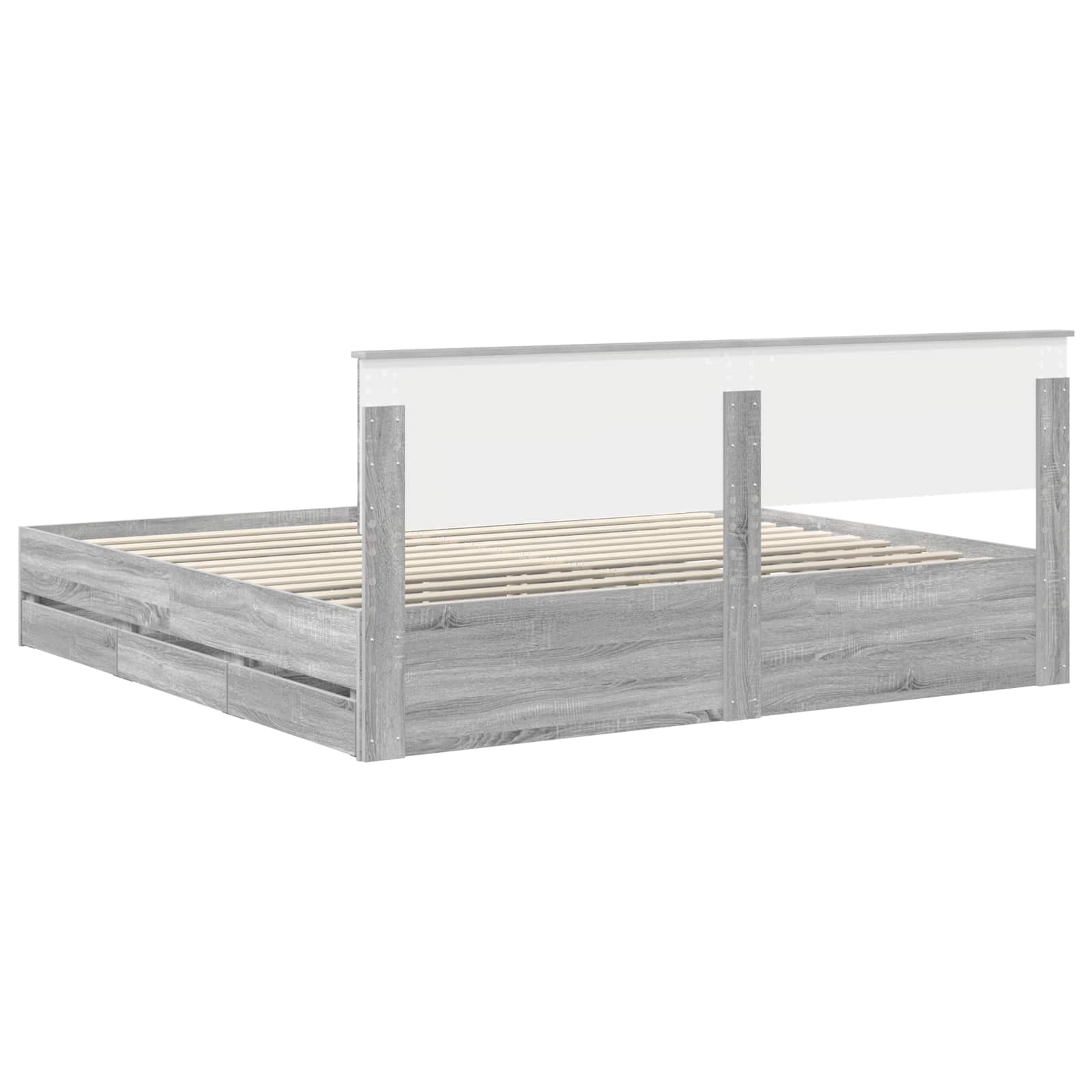 Cadre de lit Gris Sonoma 200 x 200 cm Bois Ingénierie - XIOS