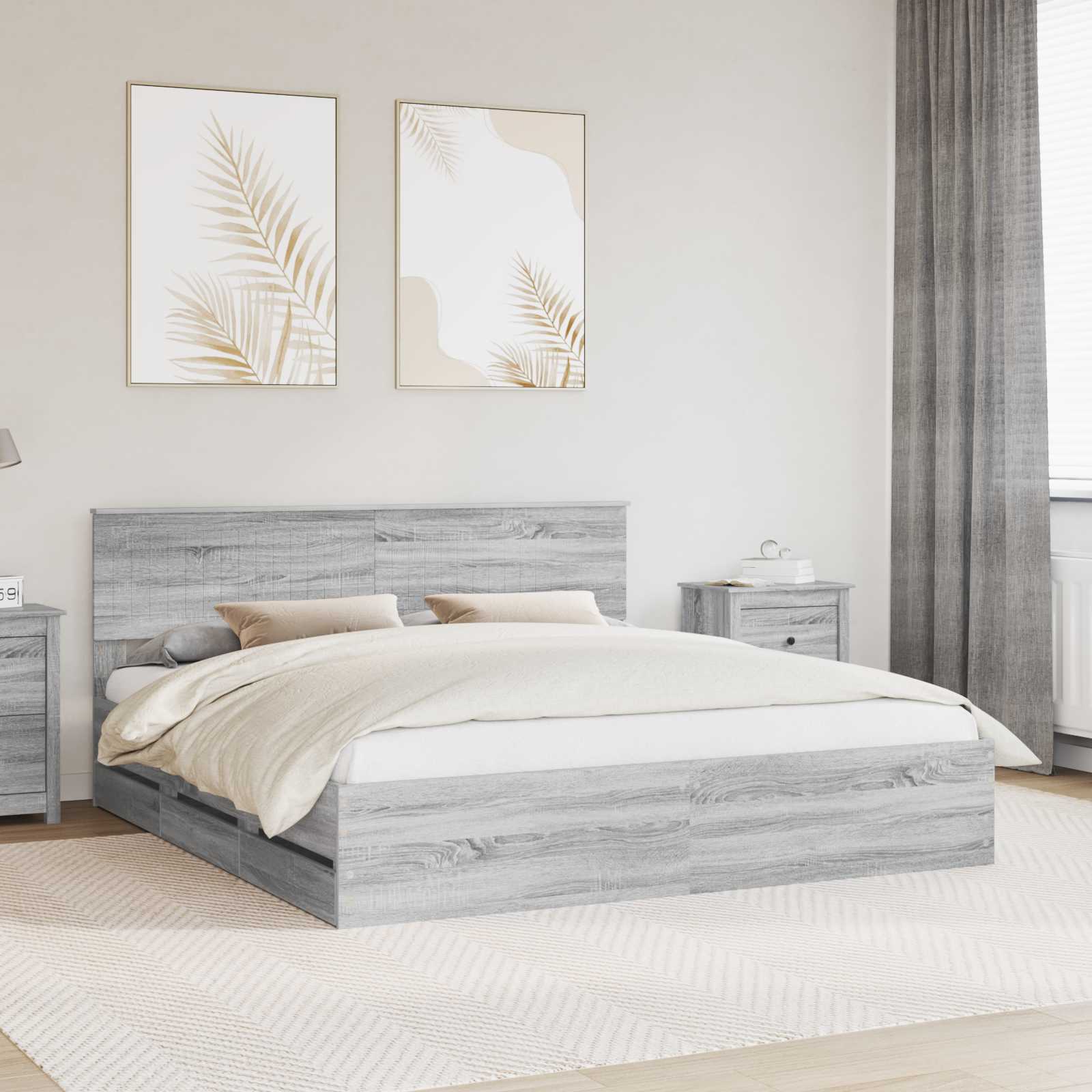 Cadre de lit Gris Sonoma 180 x 200 cm Bois Ingénierie - XIOS