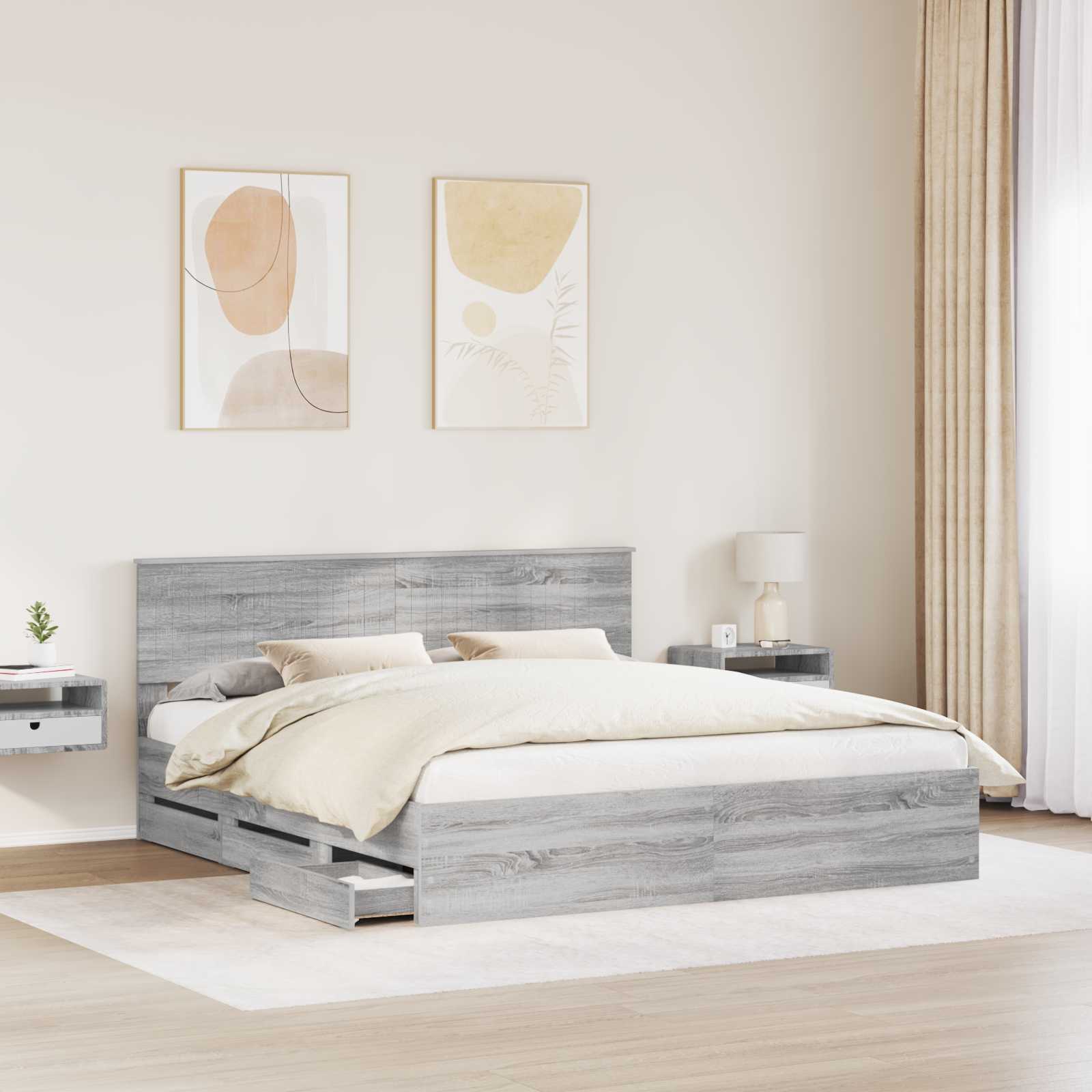 Cadre de lit Gris Sonoma 180 x 200 cm Bois Ingénierie - XIOS