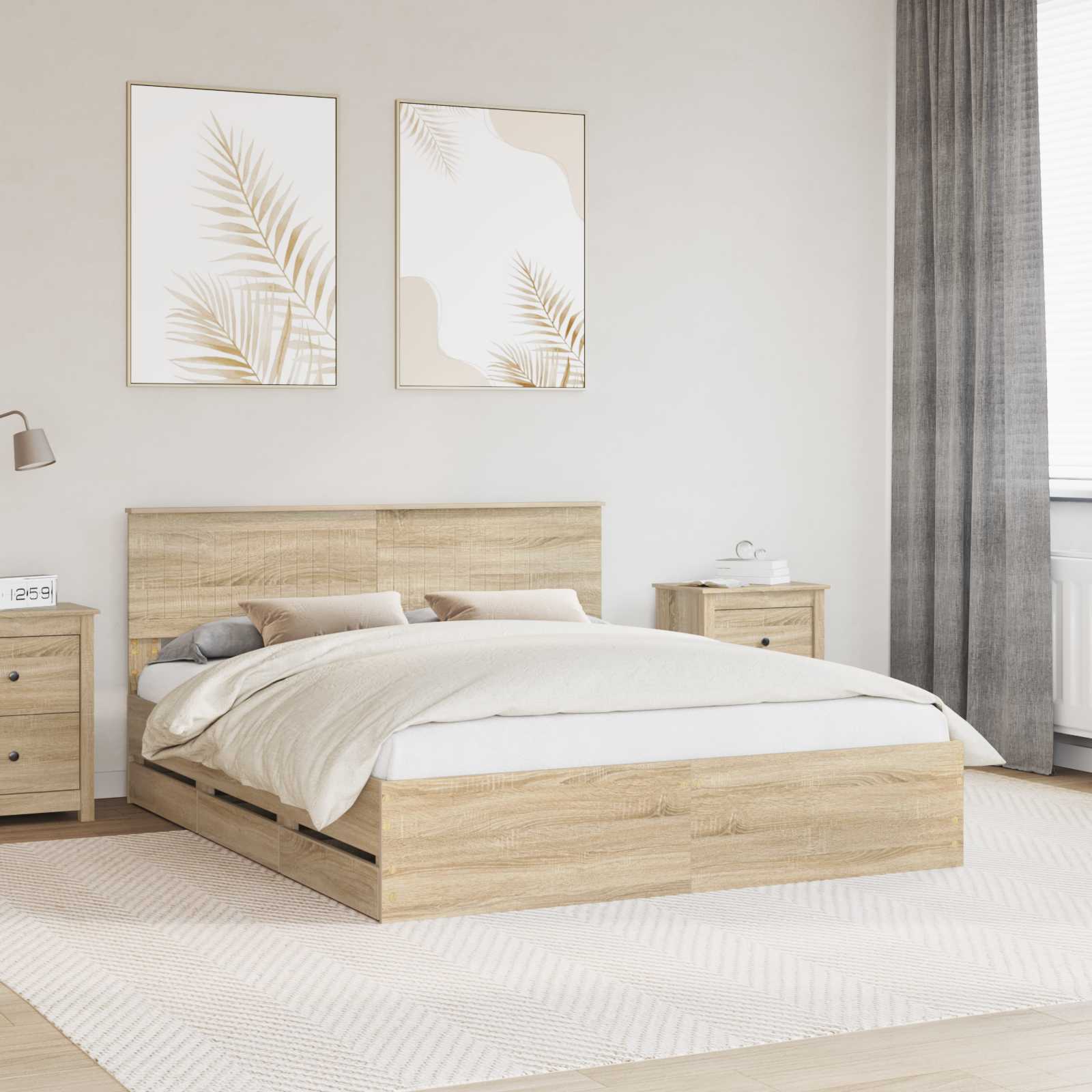 Cadre de lit Chêne Sonoma 160 x 200 cm Bois Ingénierie - XIOS