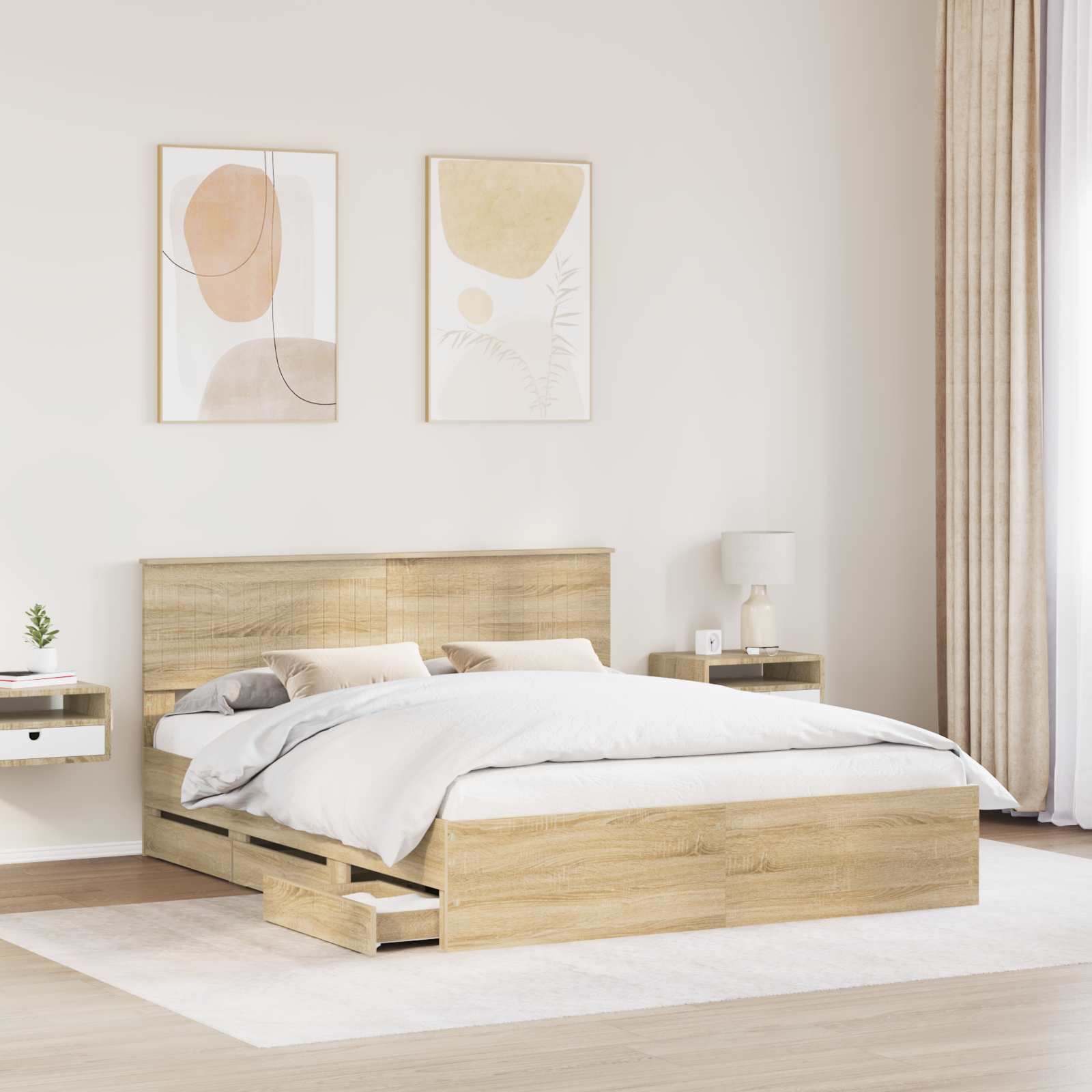Cadre de lit Chêne Sonoma 160 x 200 cm Bois Ingénierie - XIOS