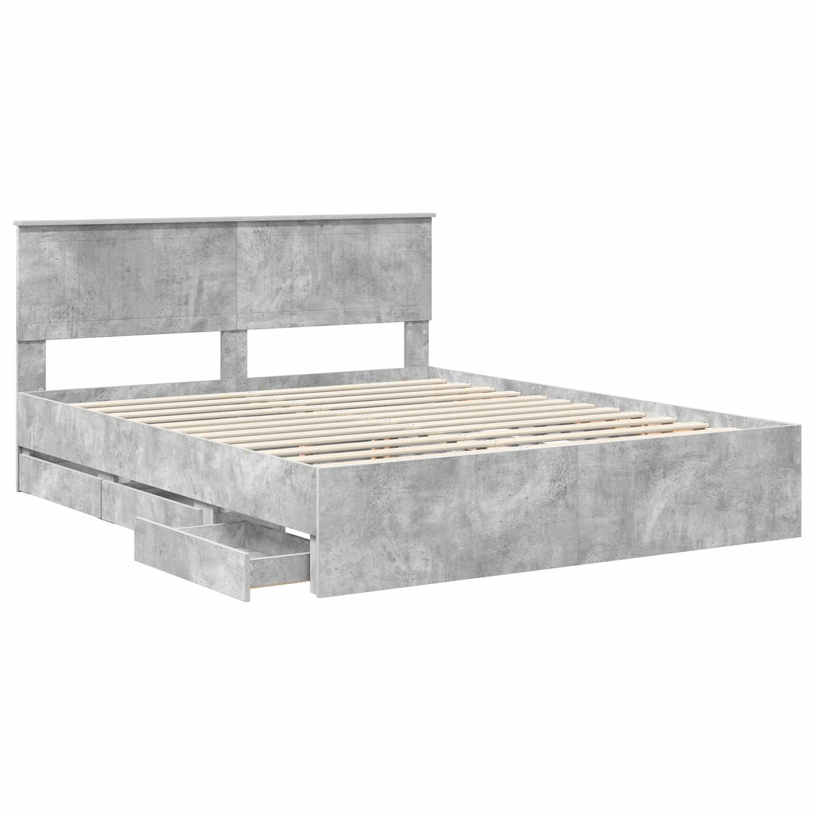 Cadre de lit Gris béton 160 x 200 cm Bois Ingénierie - XIOS