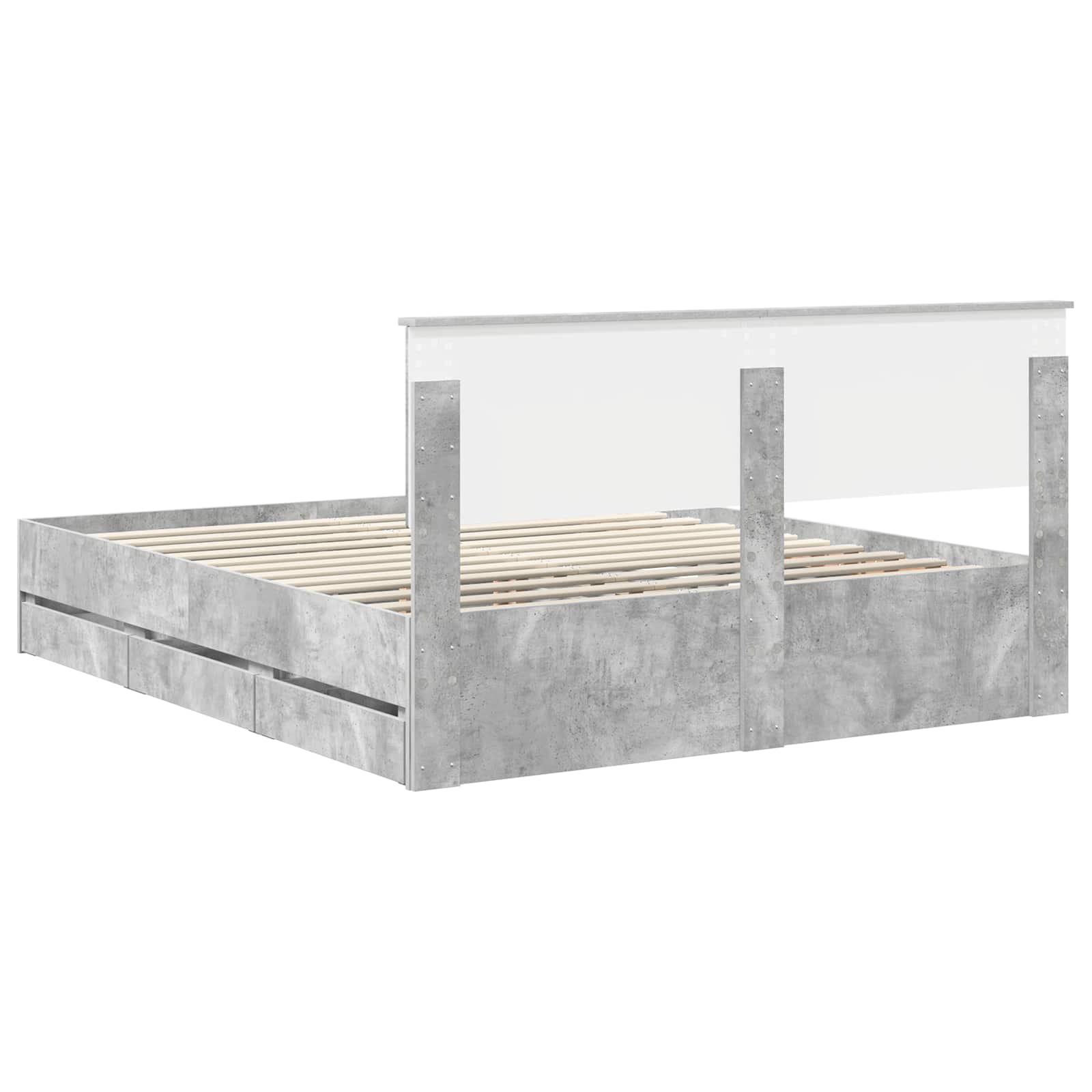 Cadre de lit Gris béton 160 x 200 cm Bois Ingénierie - XIOS