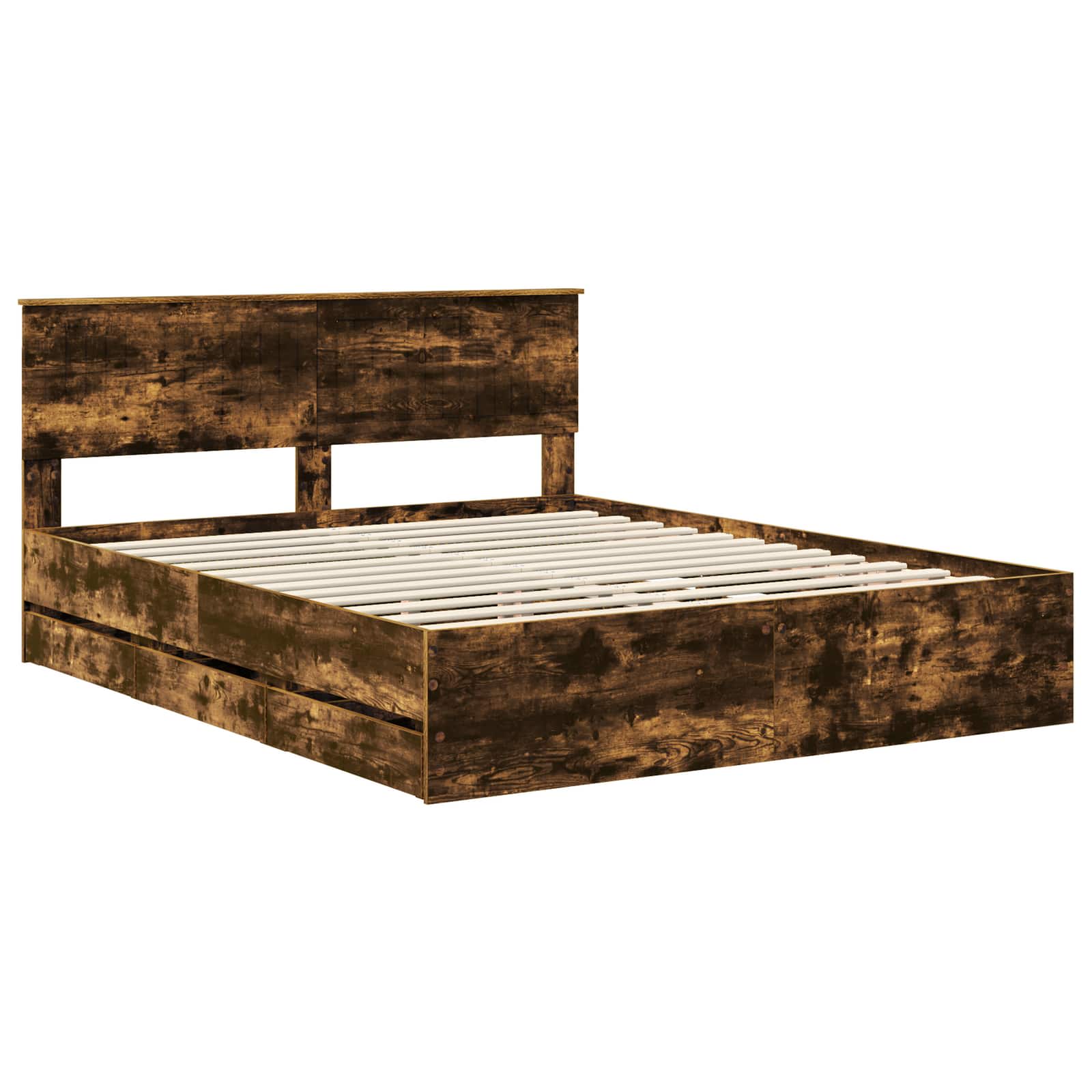 Cadre de lit Chêne fumé 160 x 200 cm Bois Ingénierie - XIOS