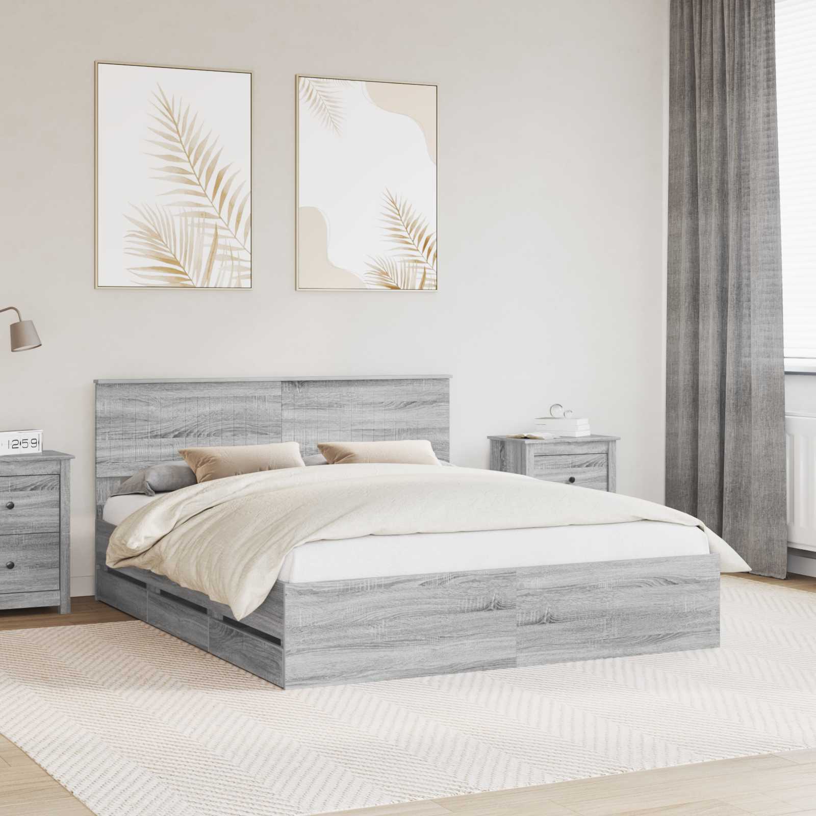 Cadre de lit Gris Sonoma 160 x 200 cm Bois Ingénierie - XIOS