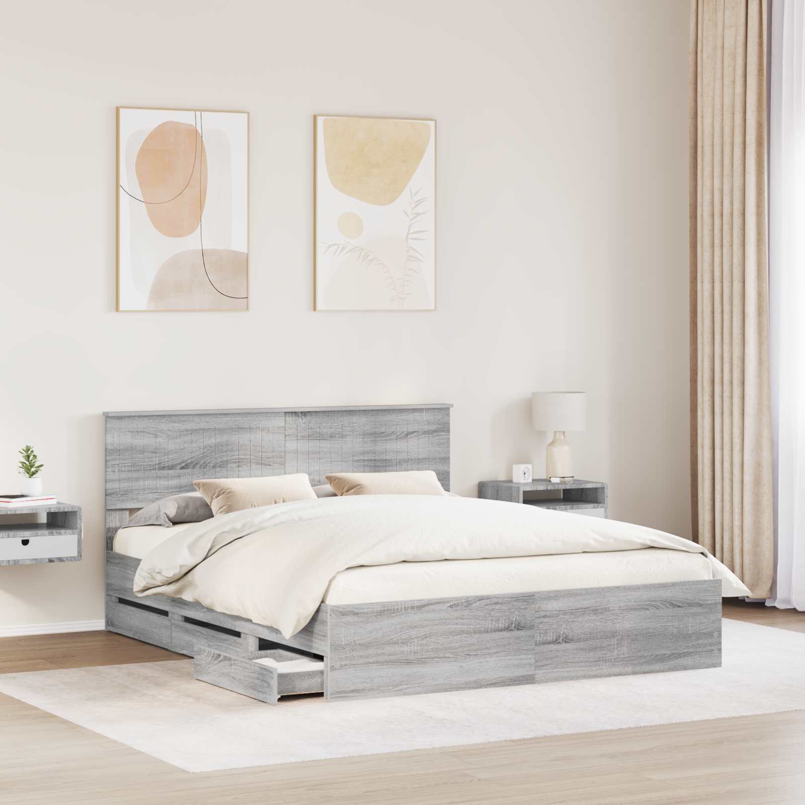 Cadre de lit Gris Sonoma 160 x 200 cm Bois Ingénierie - XIOS