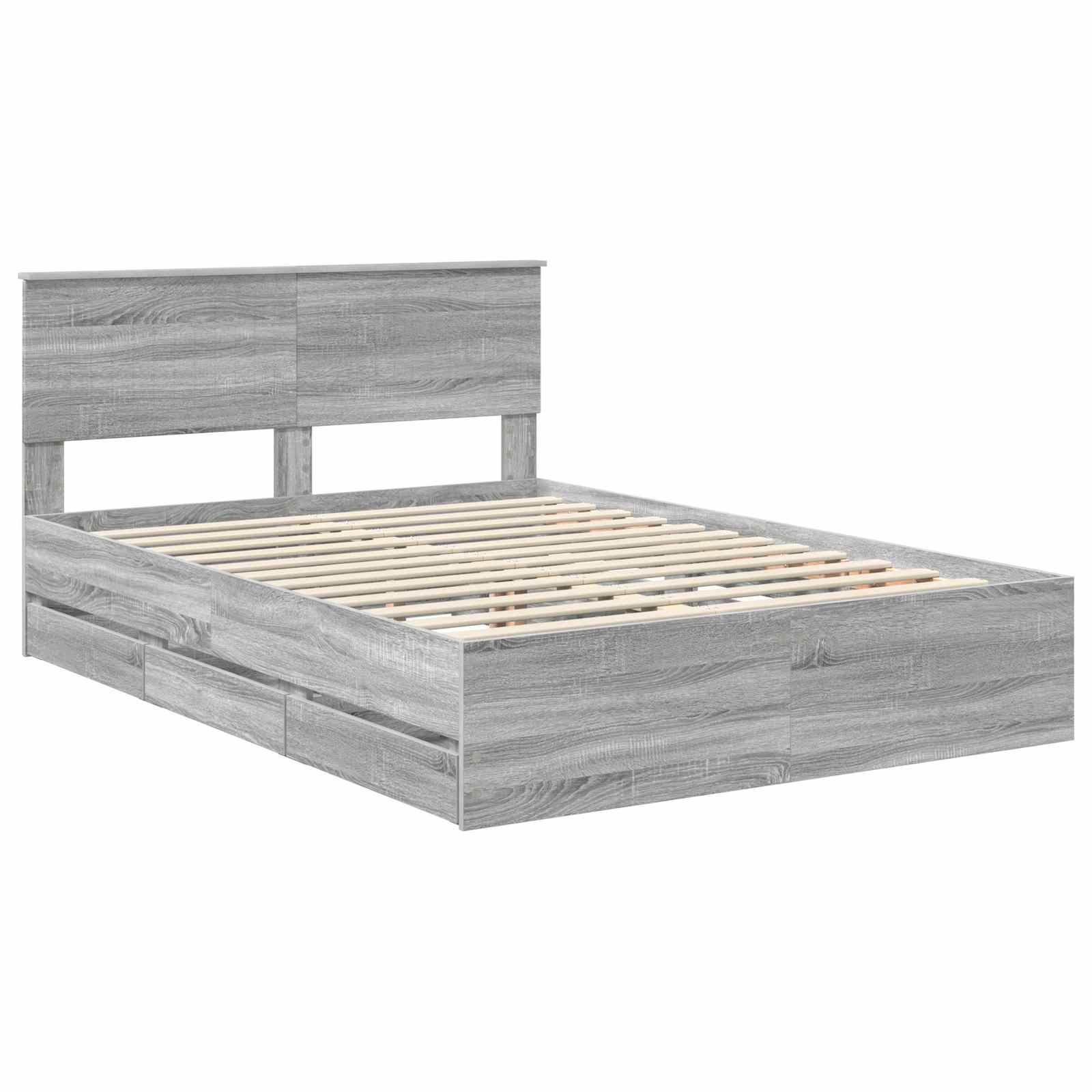 Cadre de lit Gris Sonoma 140 x 190 cm Bois Ingénierie - XIOS