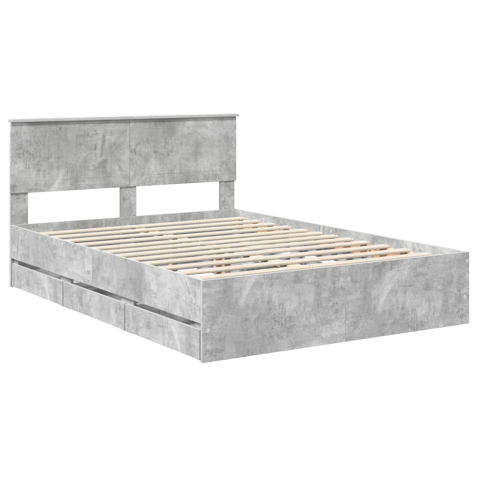Cadre de lit Gris béton 135 x 190 cm Bois Ingénierie - XIOS