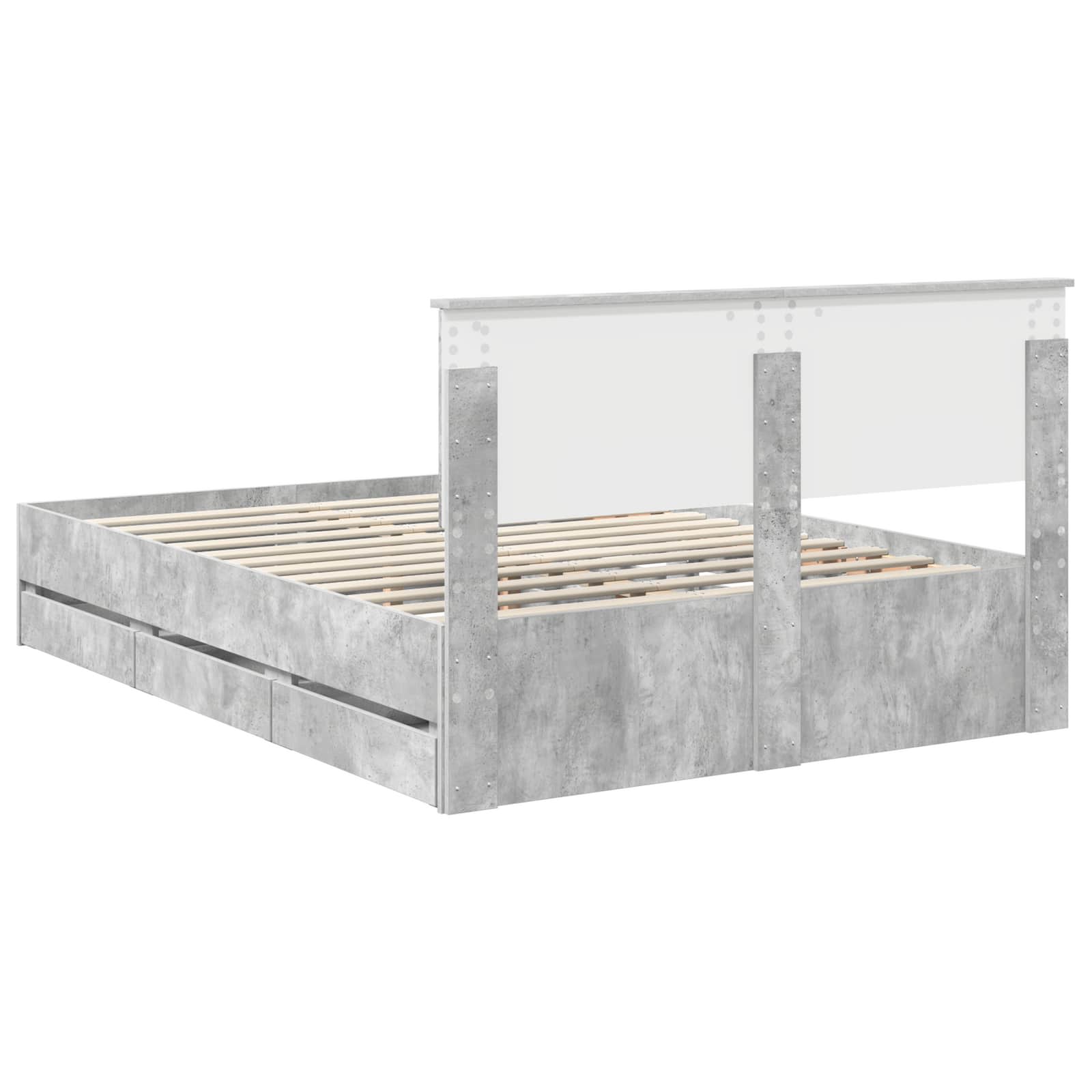Cadre de lit Gris béton 135 x 190 cm Bois Ingénierie - XIOS
