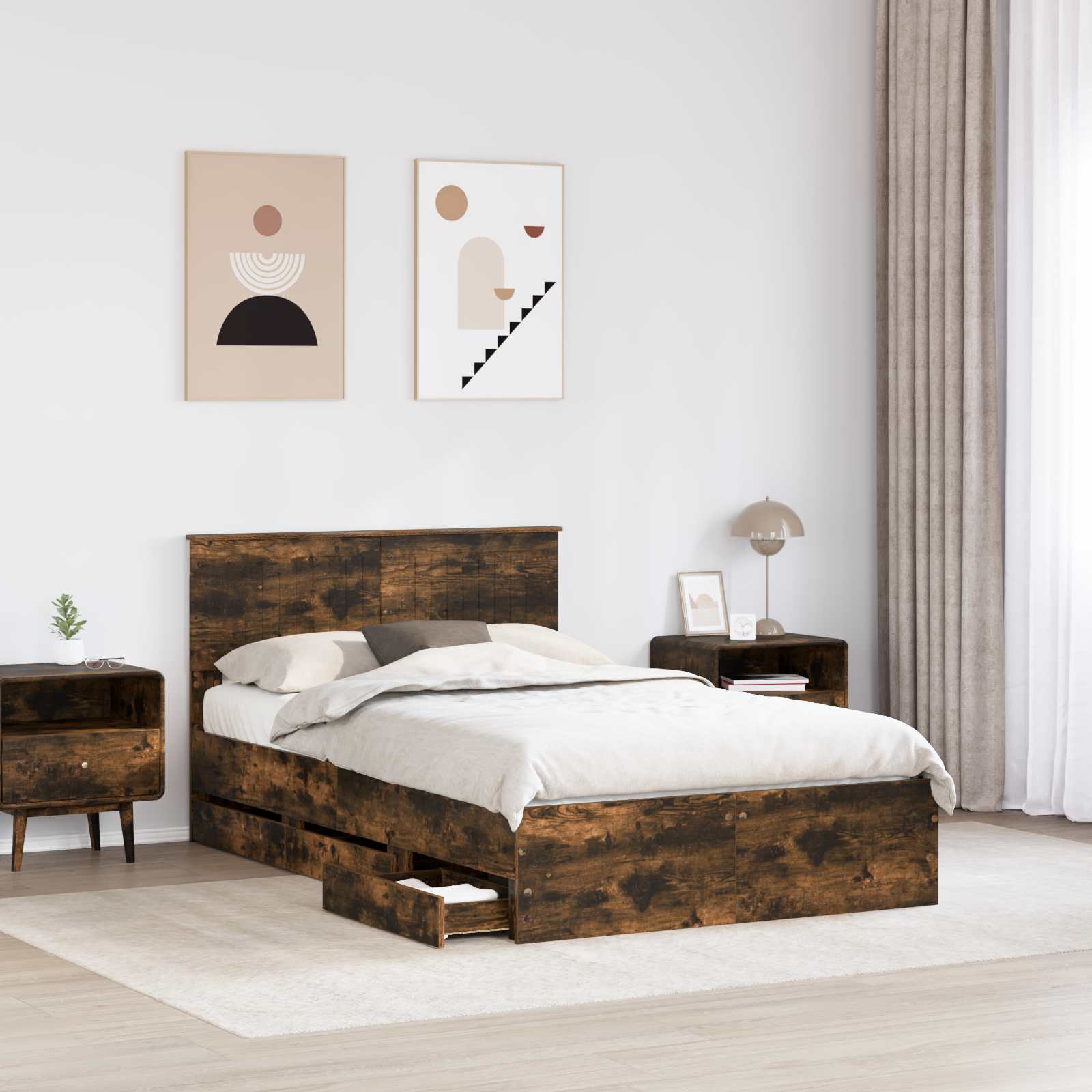 Cadre de lit Chêne fumé 120 x 190 cm Bois Ingénierie - XIOS