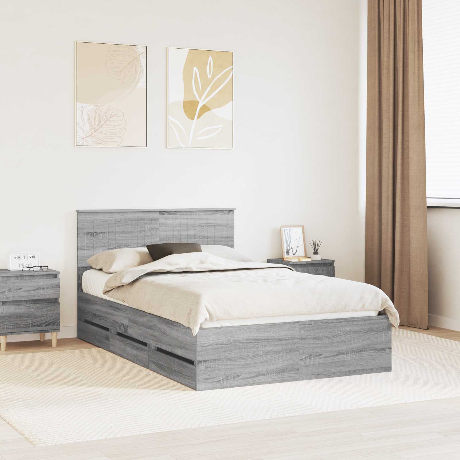 Cadre de lit Gris Sonoma 120 x 190 cm Bois Ingénierie - XIOS