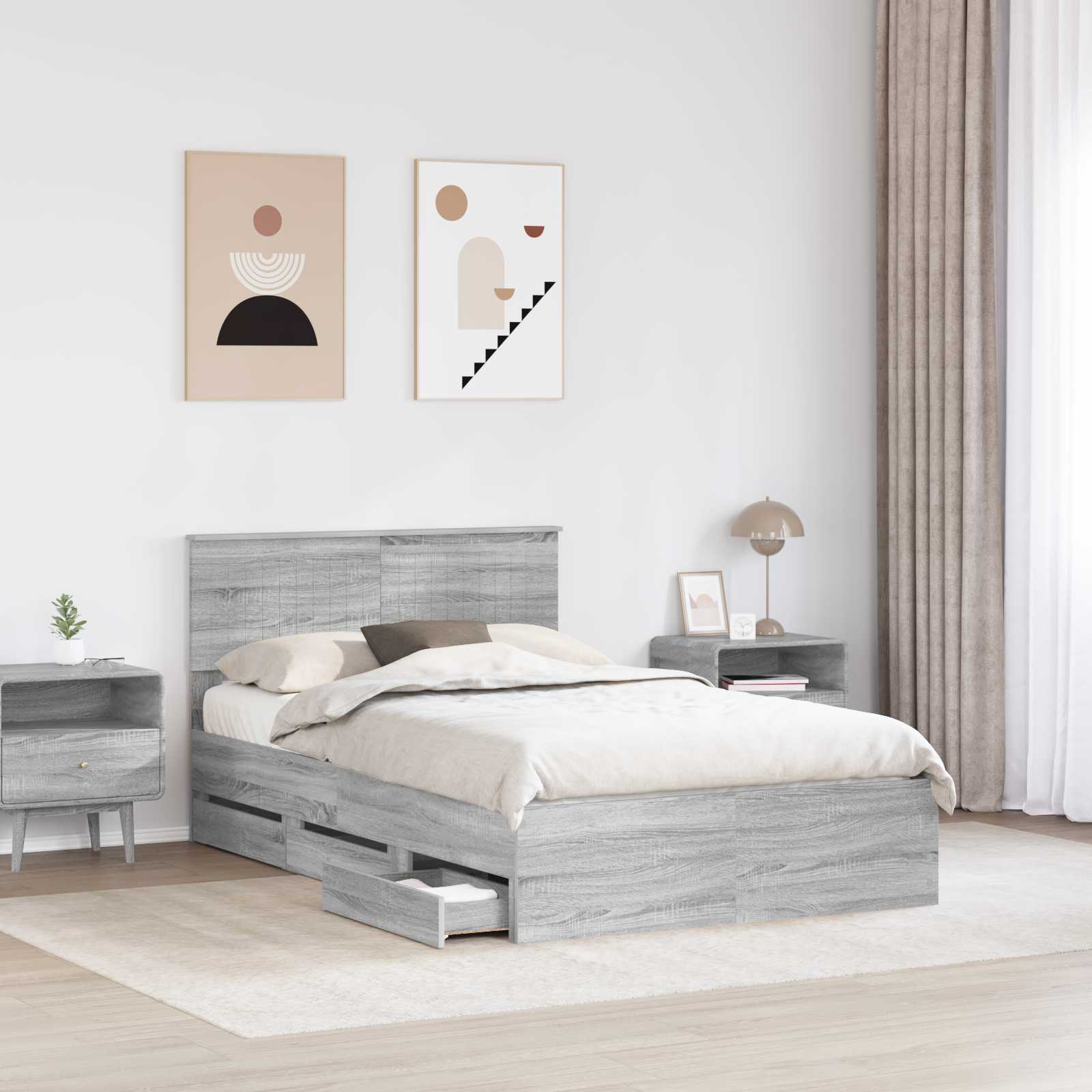 Cadre de lit Gris Sonoma 120 x 190 cm Bois Ingénierie - XIOS