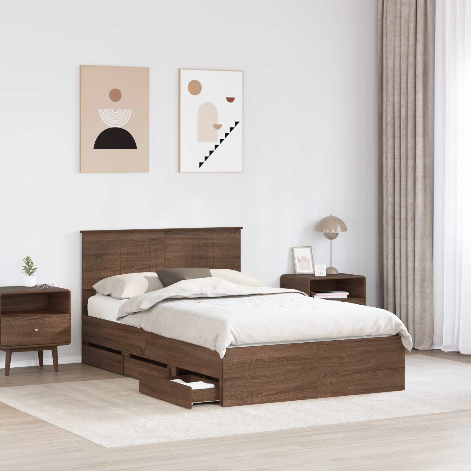 Cadre de lit Chêne brun 120 x 190 cm Bois Ingénierie - XIOS