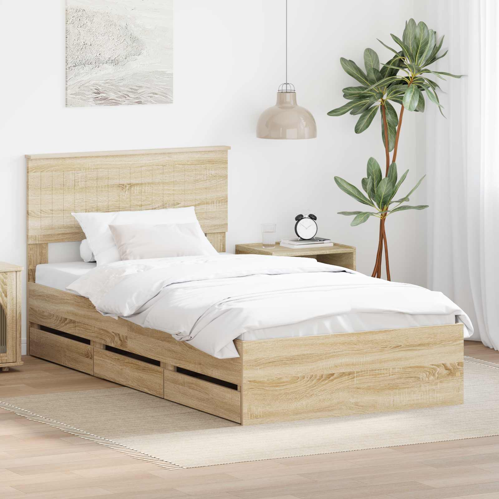 Cadre de lit Chêne Sonoma 100 x 200 cm Bois Ingénierie - XIOS
