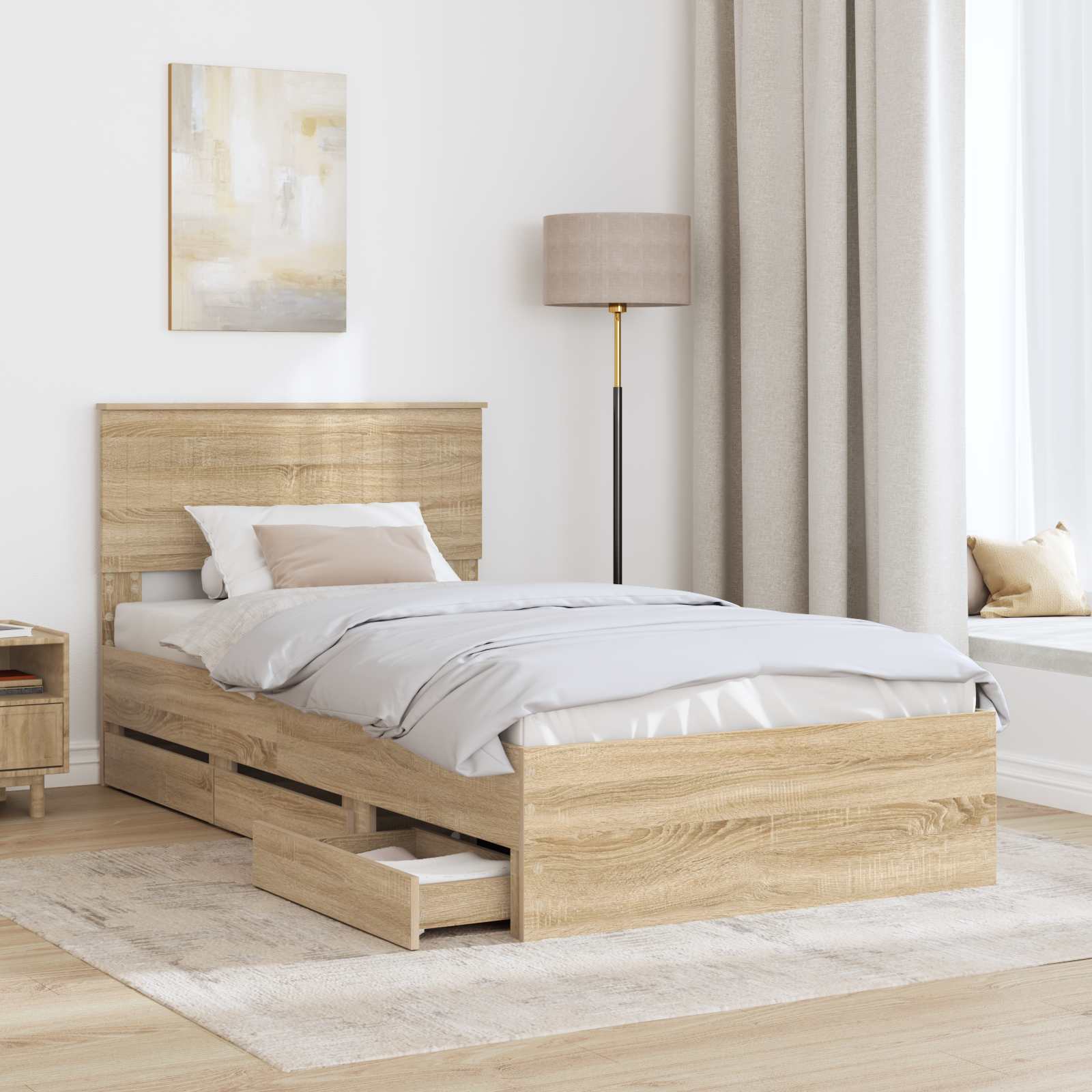 Cadre de lit Chêne Sonoma 100 x 200 cm Bois Ingénierie - XIOS