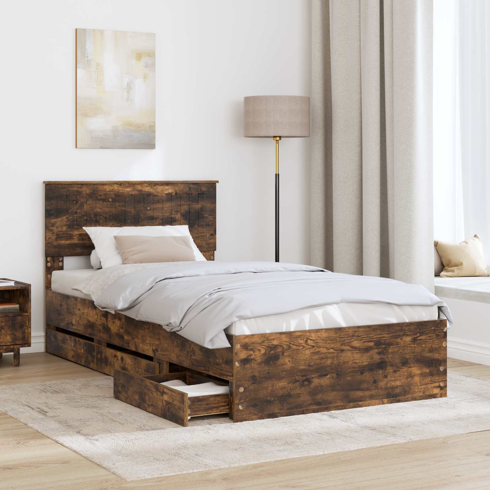 Cadre de lit Chêne fumé 100 x 200 cm Bois Ingénierie - XIOS