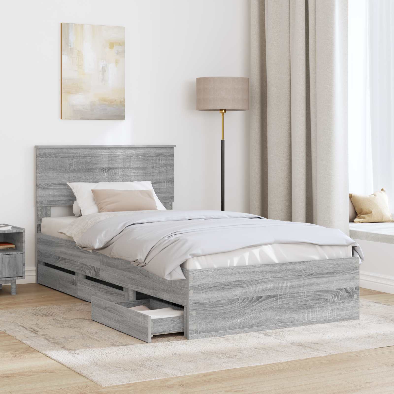 Cadre de lit Gris Sonoma 100 x 200 cm Bois Ingénierie - XIOS