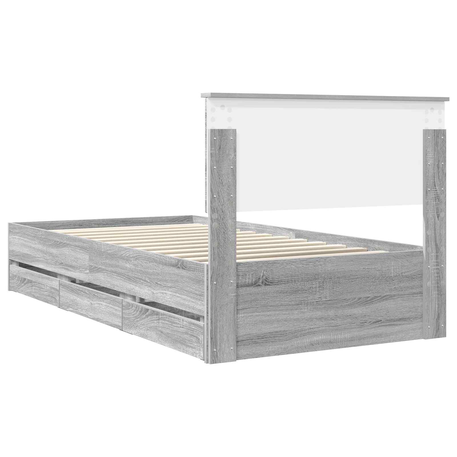 Cadre de lit Gris Sonoma 100 x 200 cm Bois Ingénierie - XIOS
