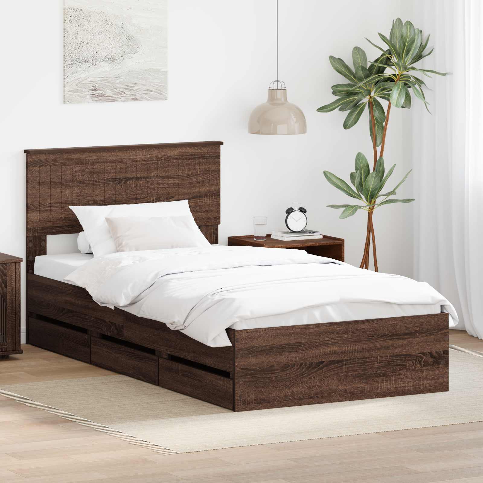 Cadre de lit Chêne brun 100 x 200 cm Bois Ingénierie - XIOS