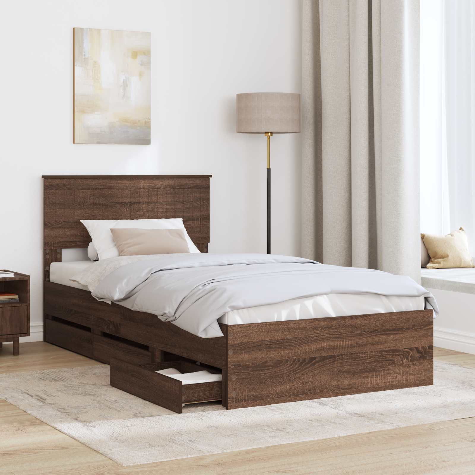 Cadre de lit Chêne brun 100 x 200 cm Bois Ingénierie - XIOS