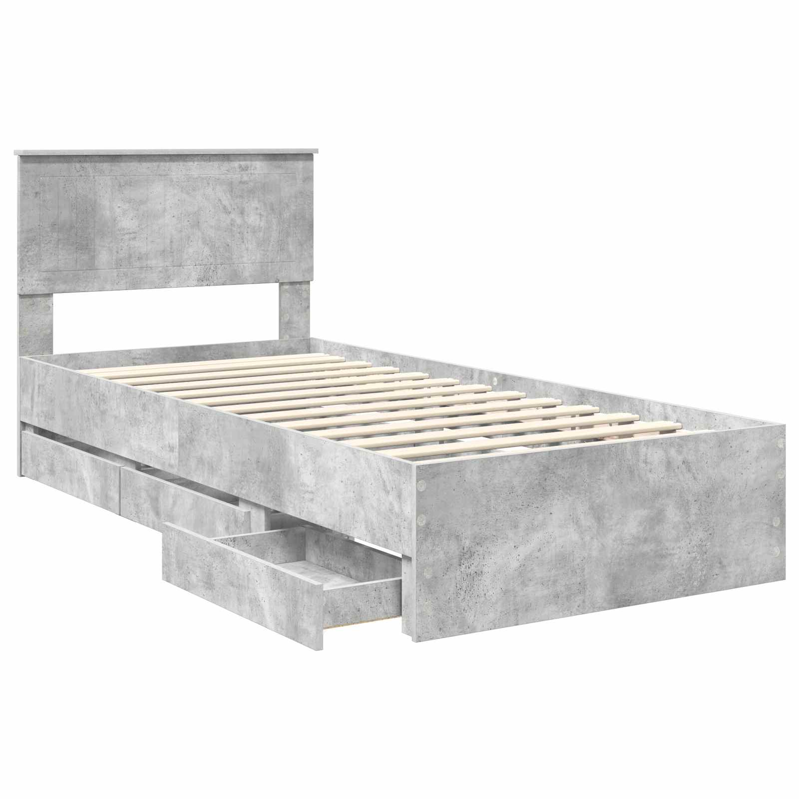 Cadre de lit avec tiroir Gris béton 90 x 200 cm Bois Ingénierie - XIOS