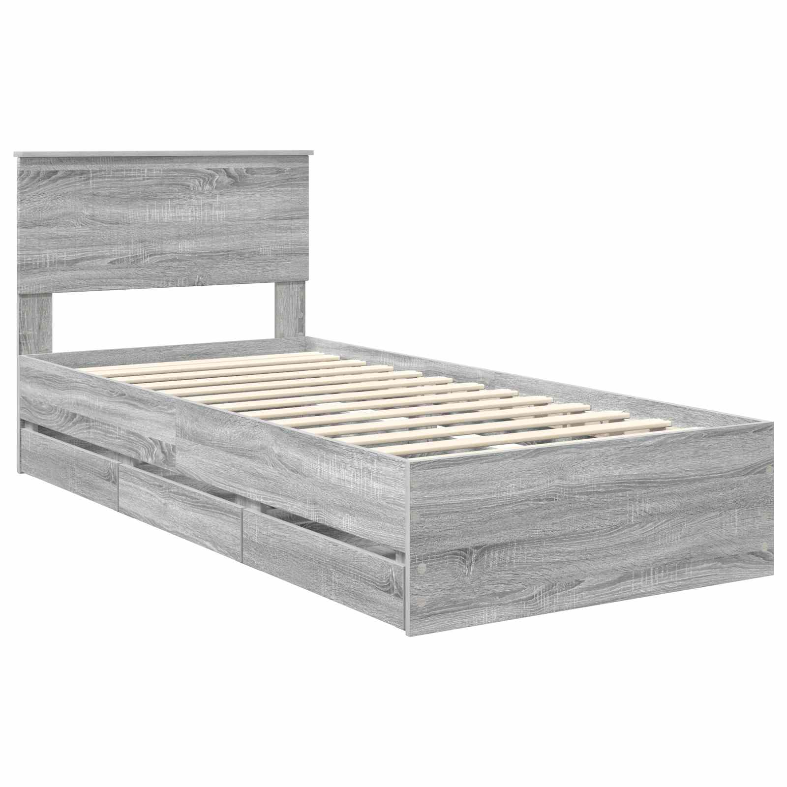 Cadre de lit Gris Sonoma 90 x 190 cm Bois Ingénierie - XIOS