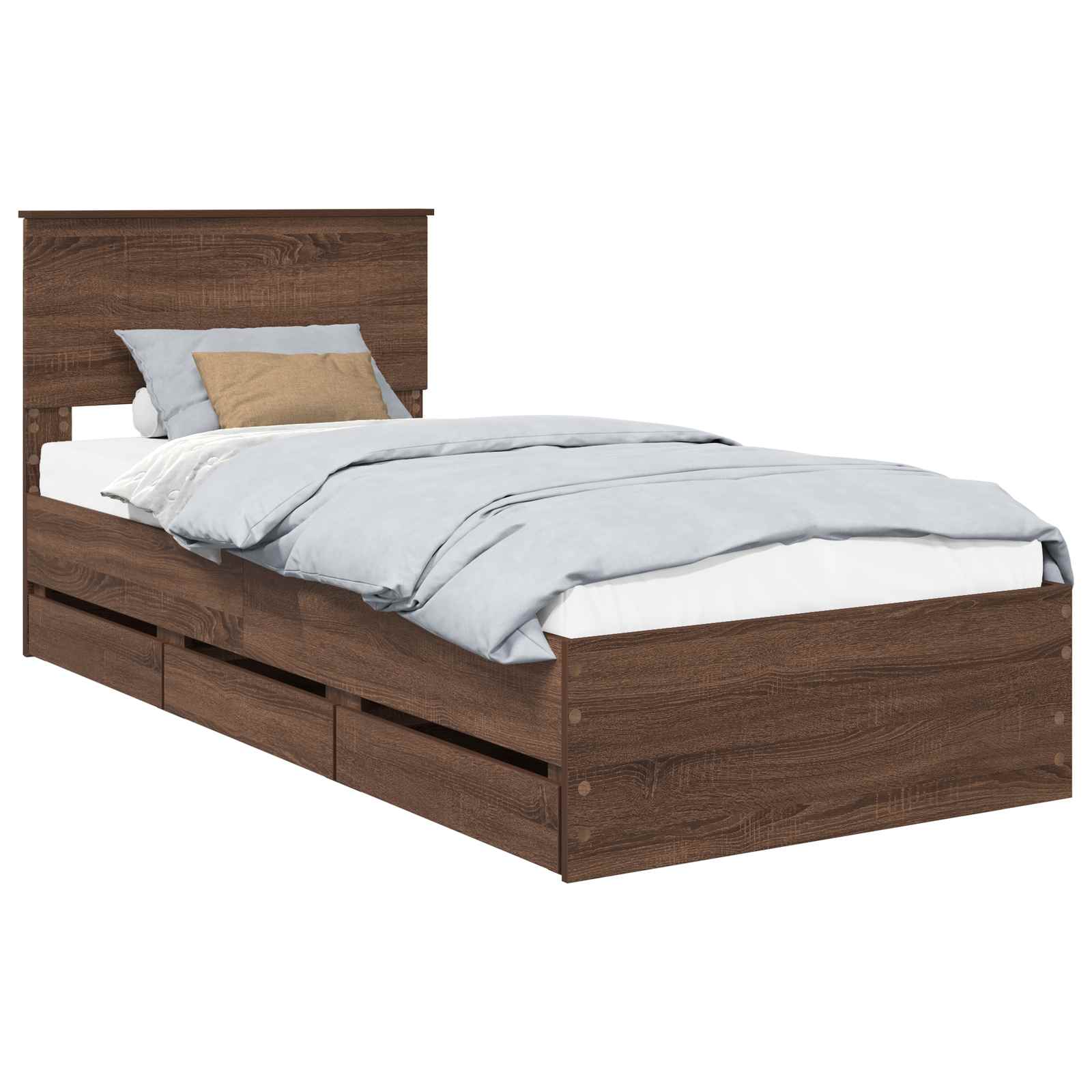 Cadre de lit avec tiroir Chêne brun 90 x 190 cm Bois Ingénierie - XIOS