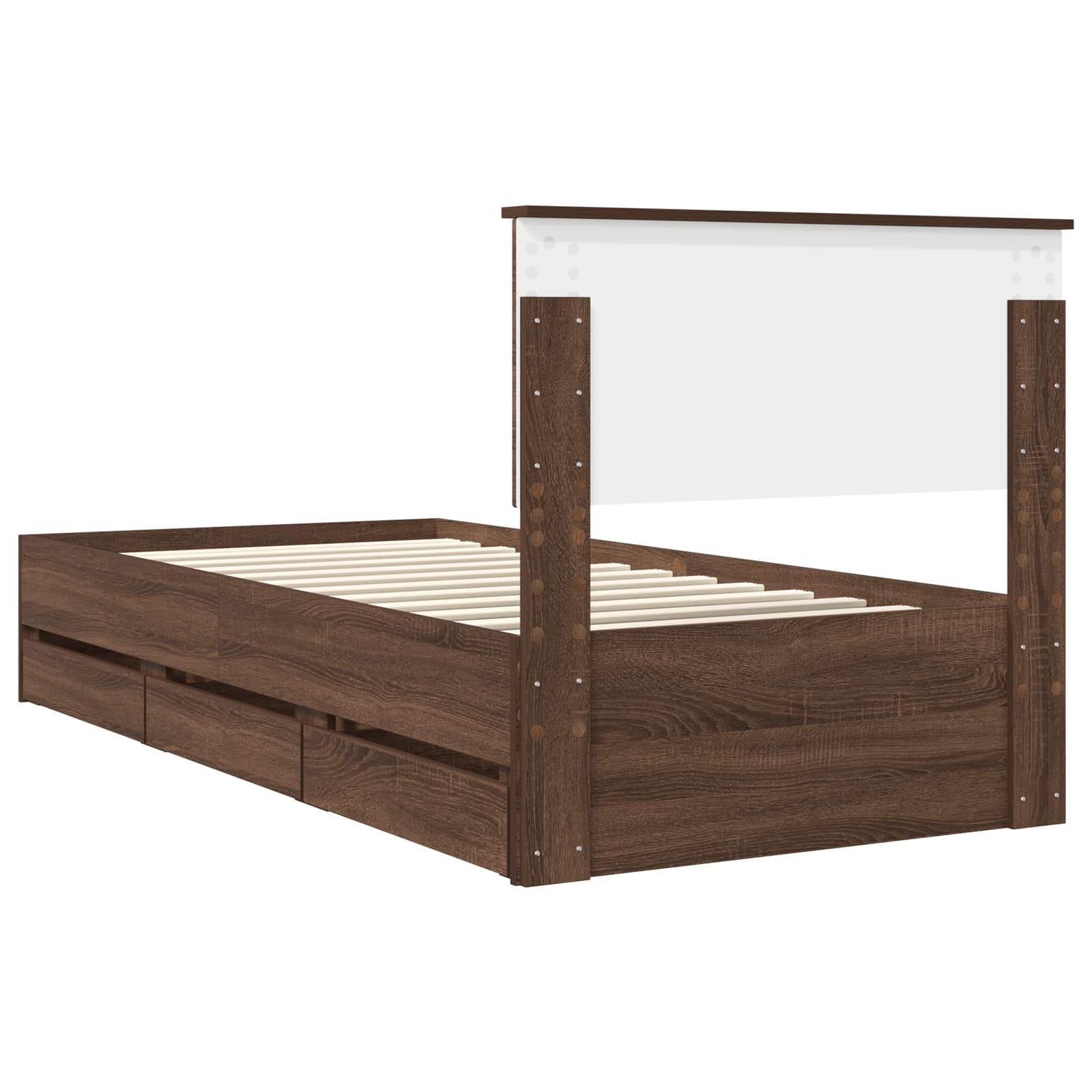 Cadre de lit avec tiroir Chêne brun 90 x 200 cm Bois Ingénierie - XIOS