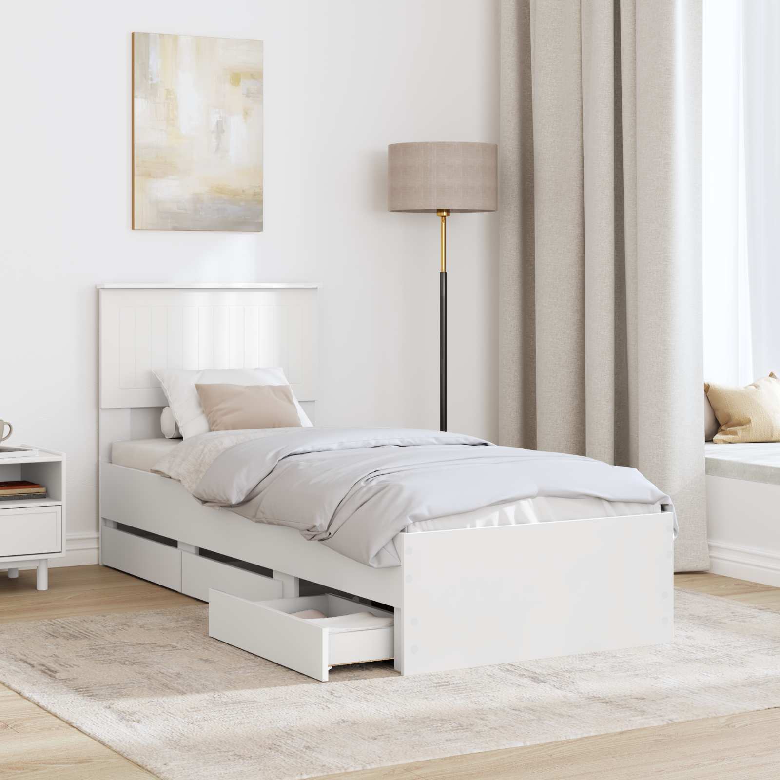 Cadre de lit avec tiroir Blanc 75 x 190 cm Bois Ingénierie - XIOS