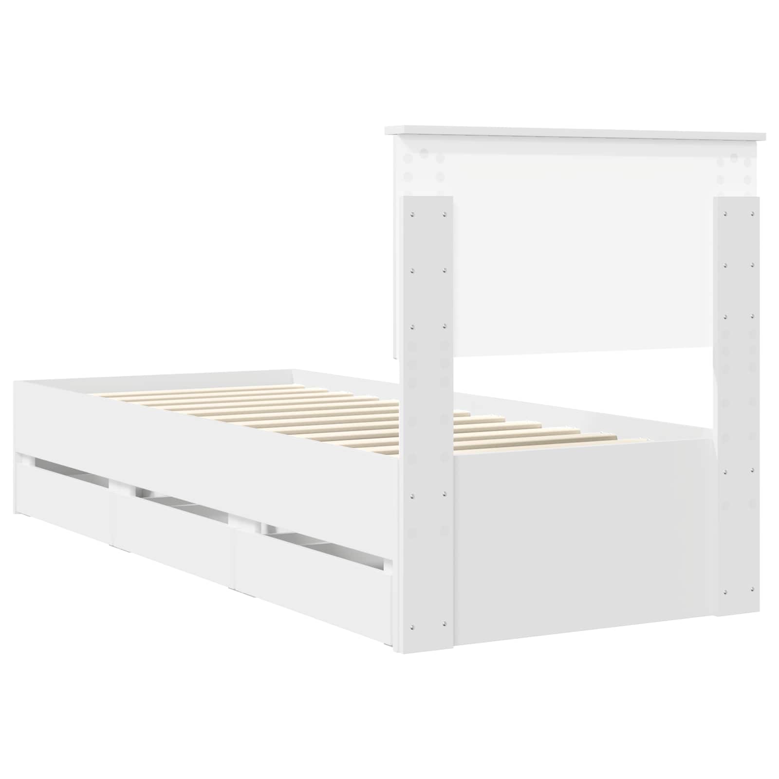 Cadre de lit avec tiroir Blanc 75 x 190 cm Bois Ingénierie - XIOS