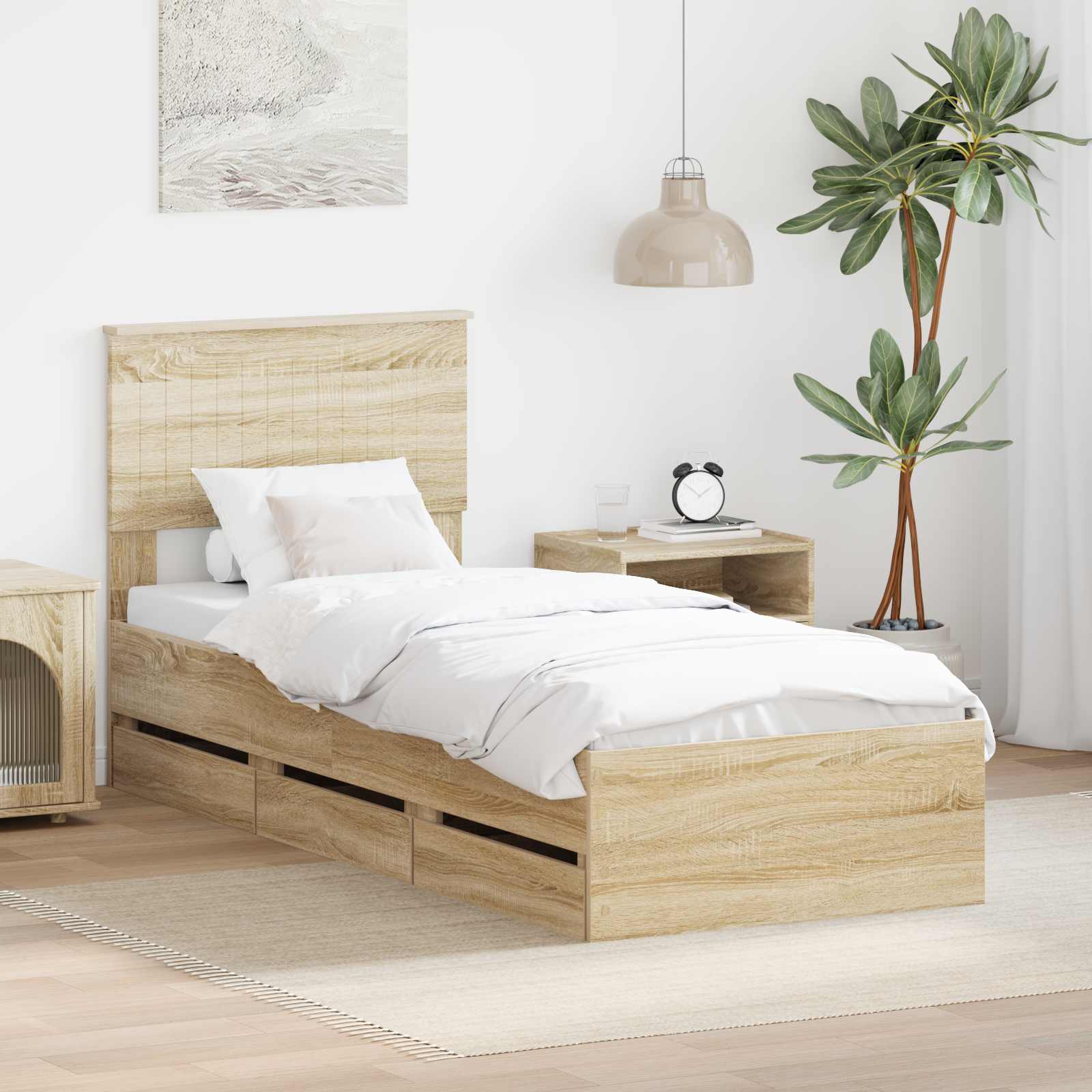 Cadre de lit Chêne Sonoma 75 x 190 cm Bois Ingénierie - XIOS