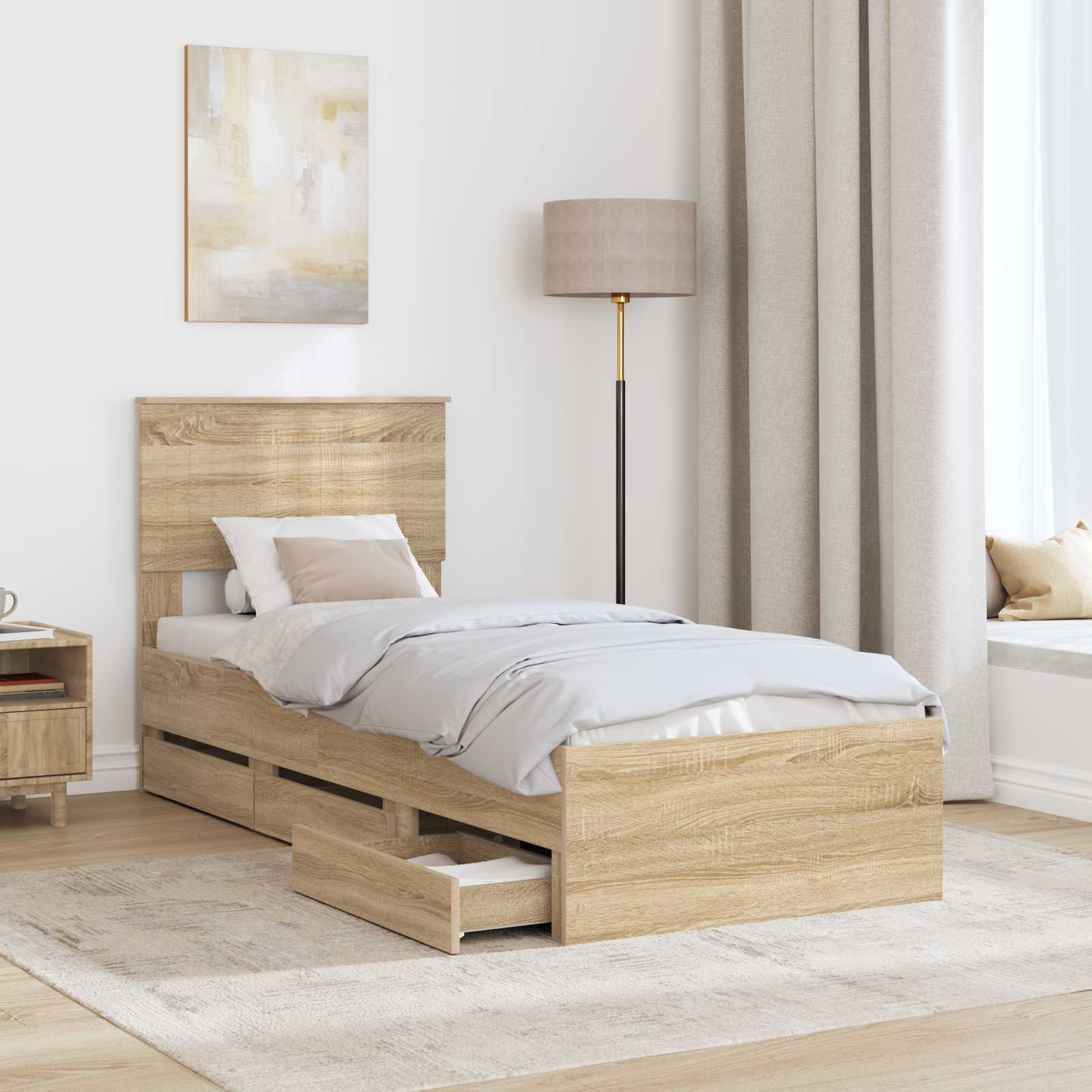 Cadre de lit Chêne Sonoma 75 x 190 cm Bois Ingénierie - XIOS