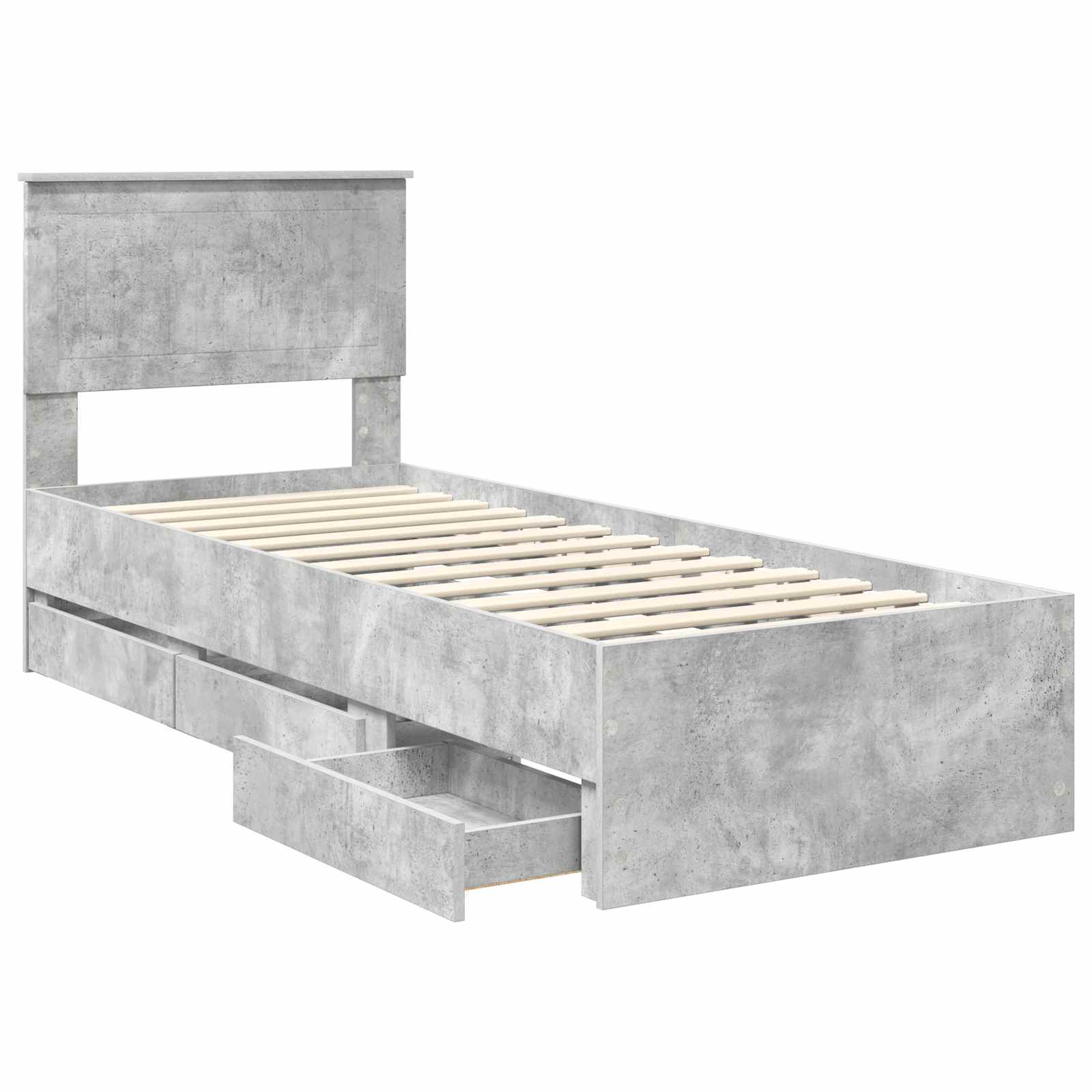 Cadre de lit avec tiroir Gris béton 75 x 190 cm Bois Ingénierie - XIOS