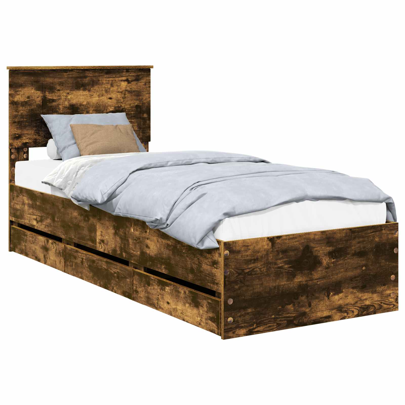 Cadre de lit avec tiroir Chêne fumé 75 x 190 cm Bois Ingénierie - XIOS
