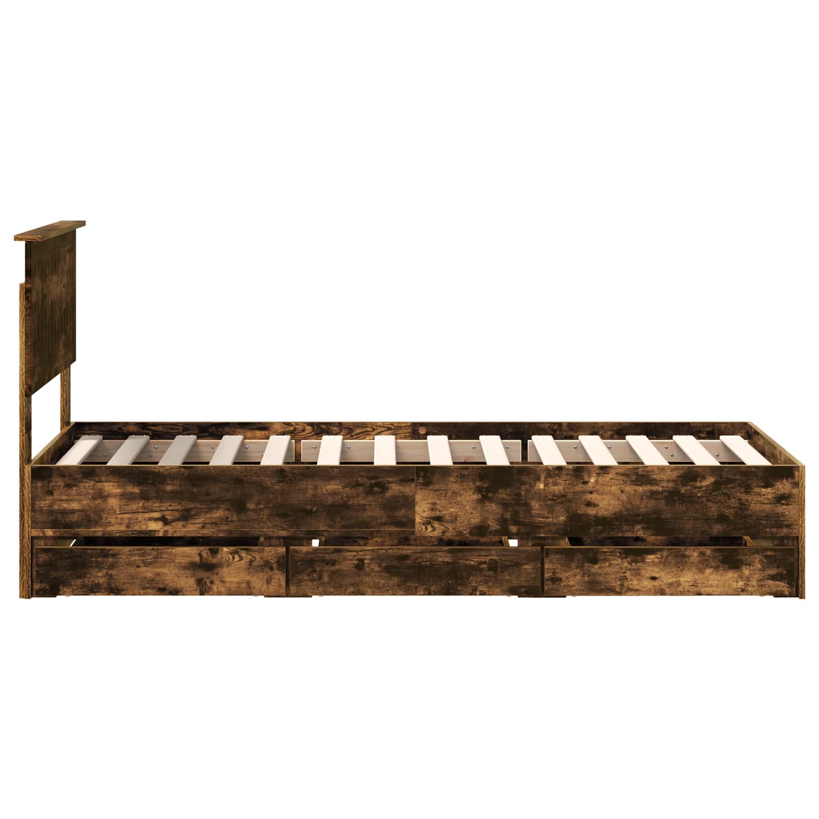 Cadre de lit avec tiroir Chêne fumé 75 x 190 cm Bois Ingénierie - XIOS