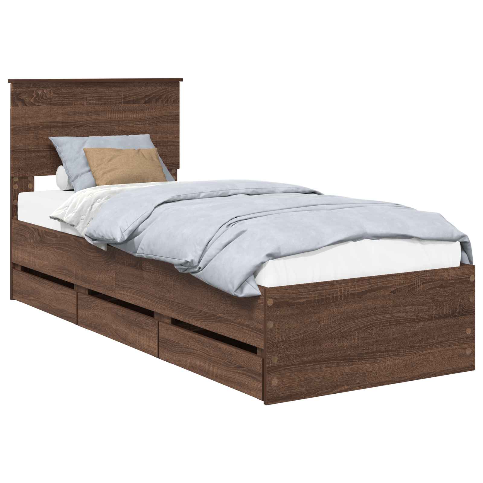 Cadre de lit avec tiroir Chêne brun 75 x 190 cm Bois Ingénierie - XIOS
