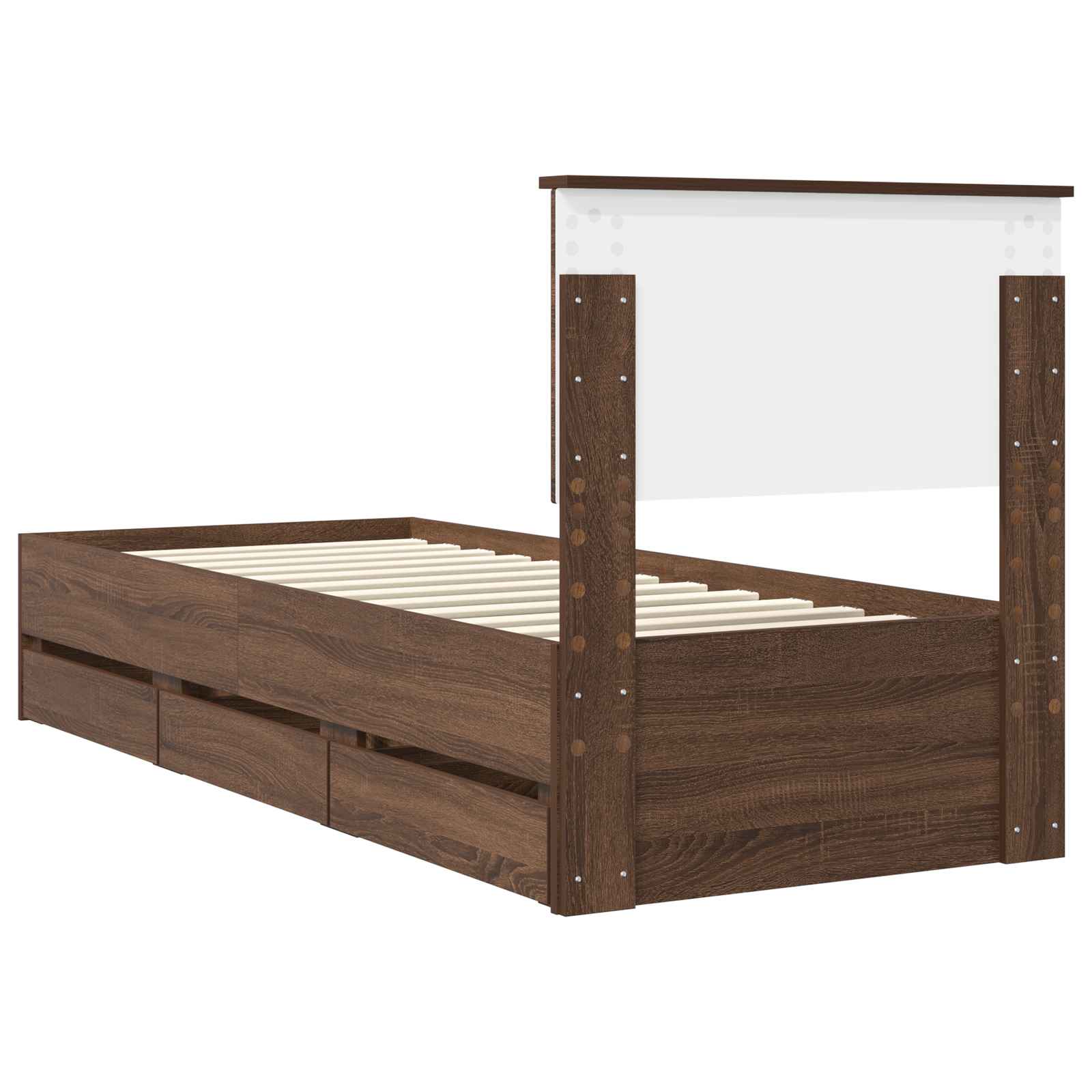 Cadre de lit avec tiroir Chêne brun 75 x 190 cm Bois Ingénierie - XIOS