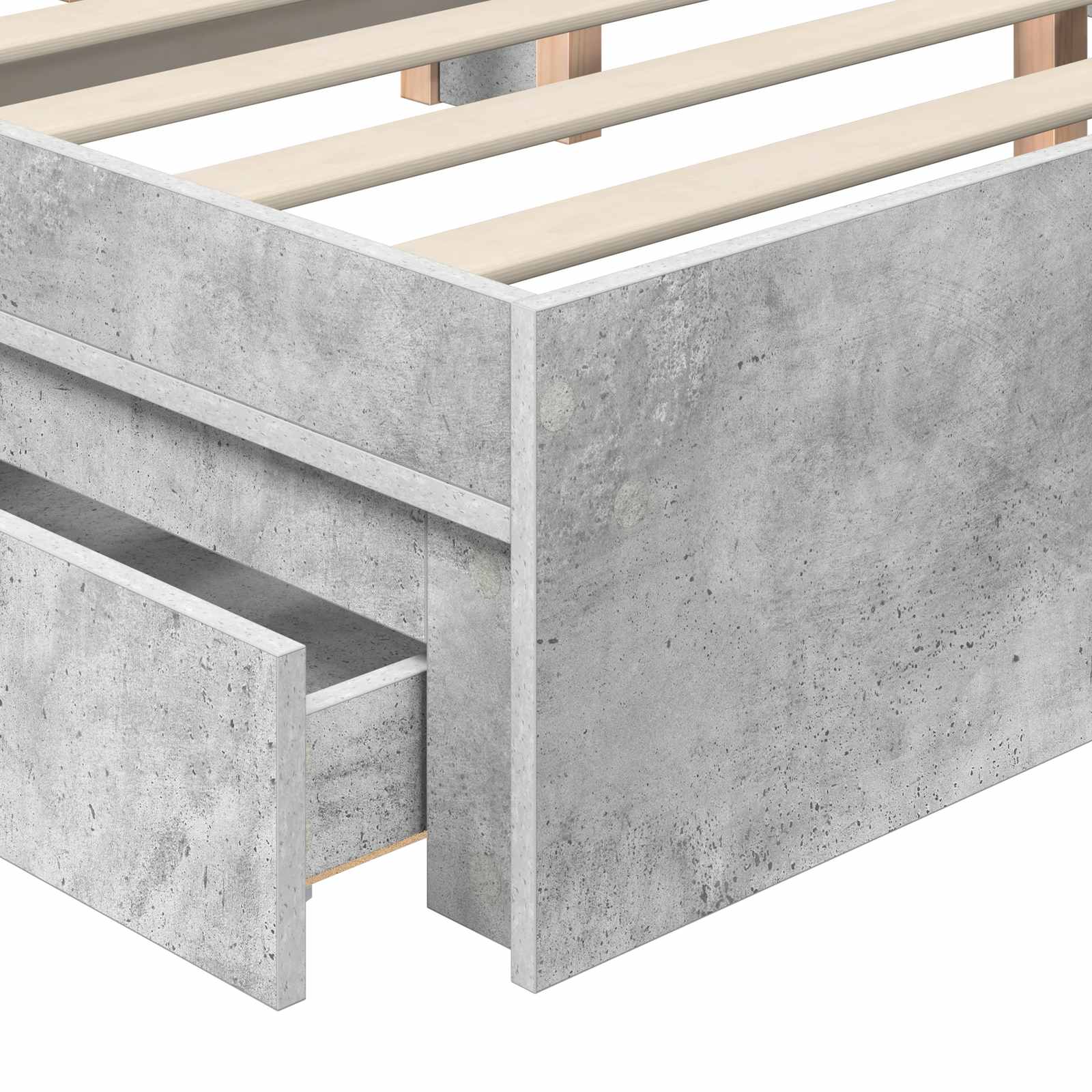 Lit de Rangement Gris béton 200 x 200 cm Bois d'ingénierie - XIOS