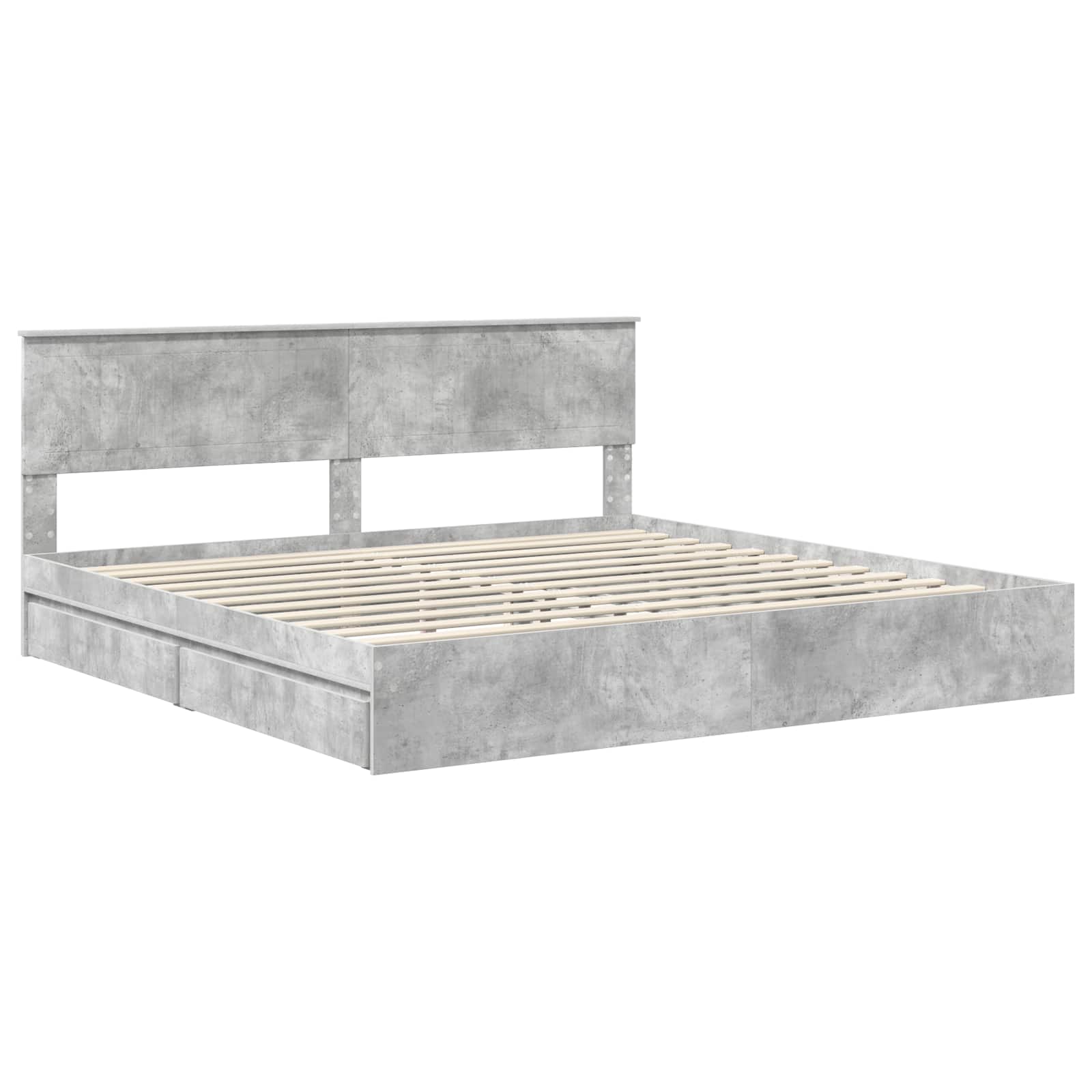 Lit de Rangement Gris béton 200 x 200 cm Bois d'ingénierie - XIOS