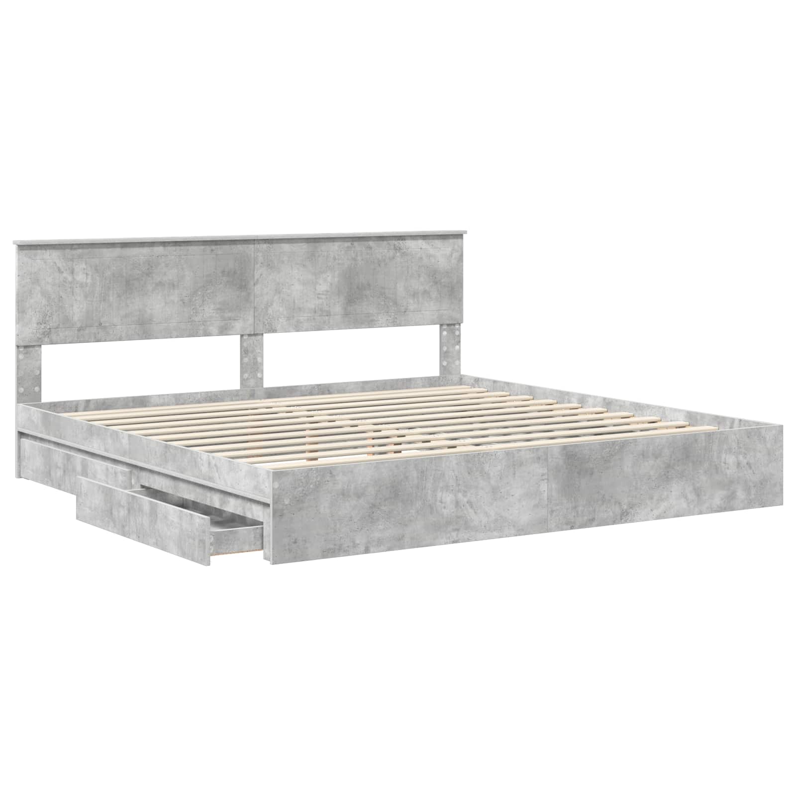 Lit de Rangement Gris béton 200 x 200 cm Bois d'ingénierie - XIOS