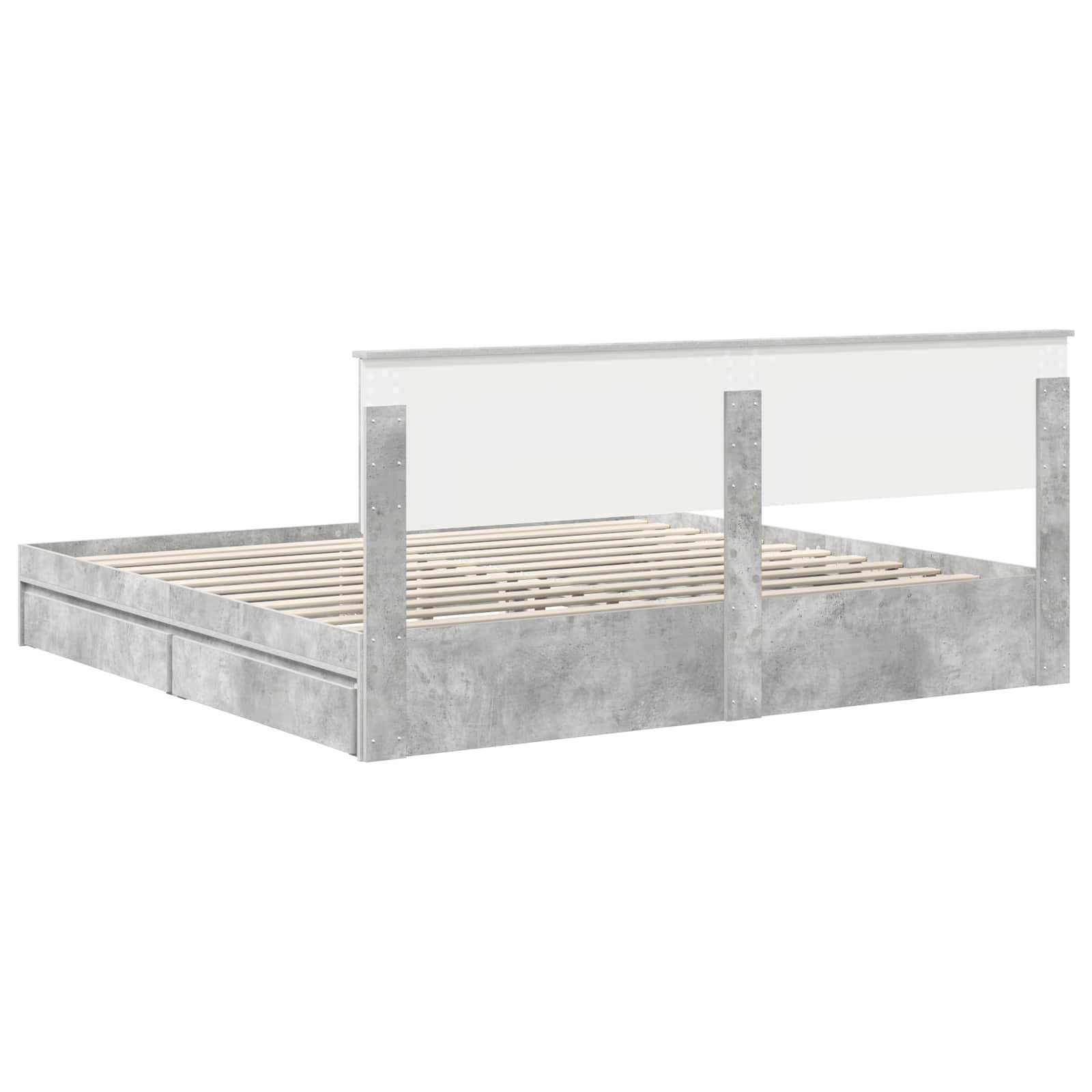 Lit de Rangement Gris béton 200 x 200 cm Bois d'ingénierie - XIOS