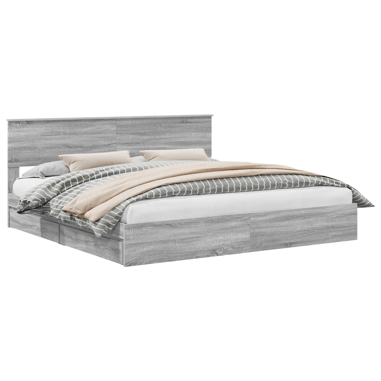 Lit de Rangement Gris Sonoma 200 x 200 cm Bois d'ingénierie - XIOS