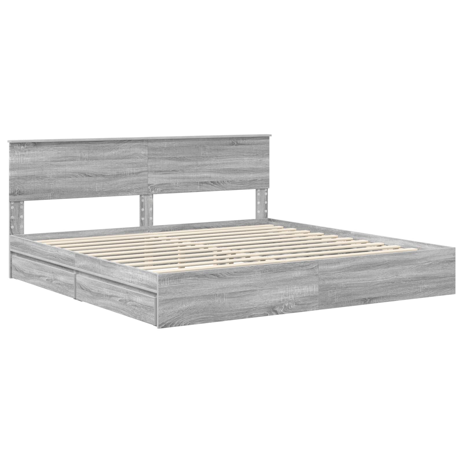 Lit de Rangement Gris Sonoma 200 x 200 cm Bois d'ingénierie - XIOS