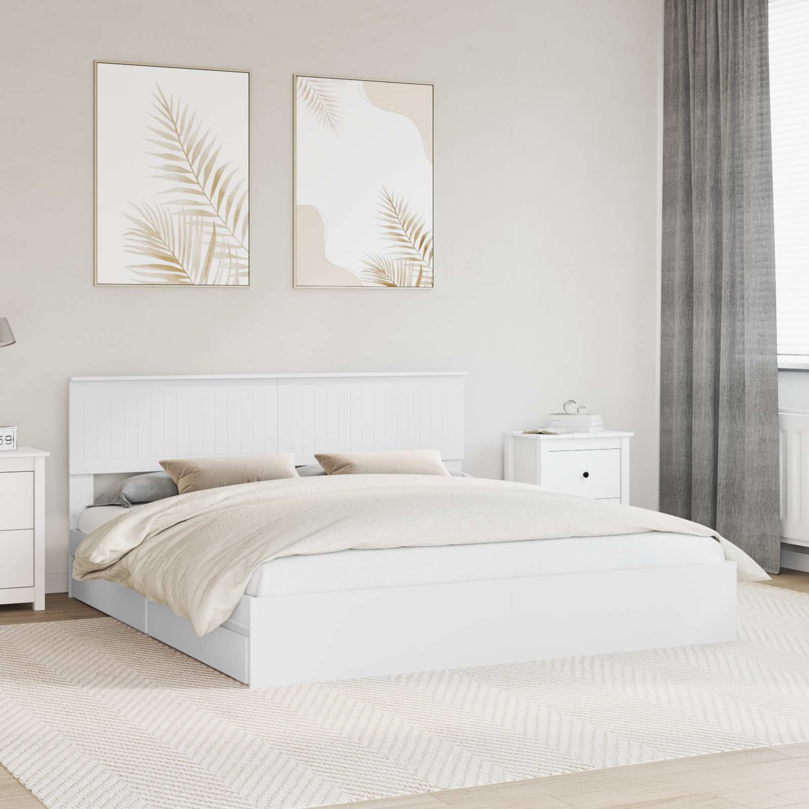 Lit de Rangement Réglable Blanc 180 x 200 cm Bois d'ingénierie